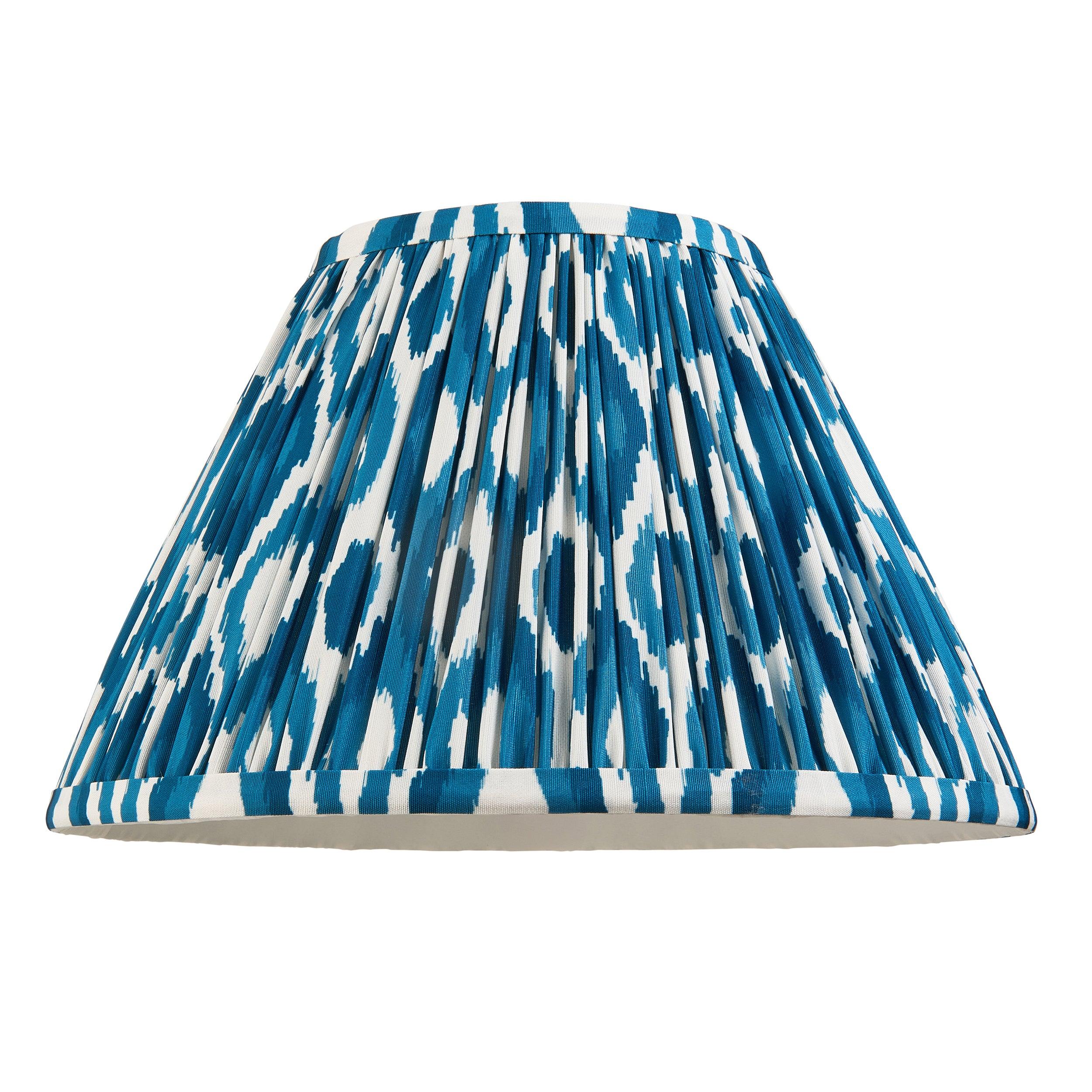 Monroe Green Ceramic Table Lamp & Ikat 30cm Marlin Blue Shade