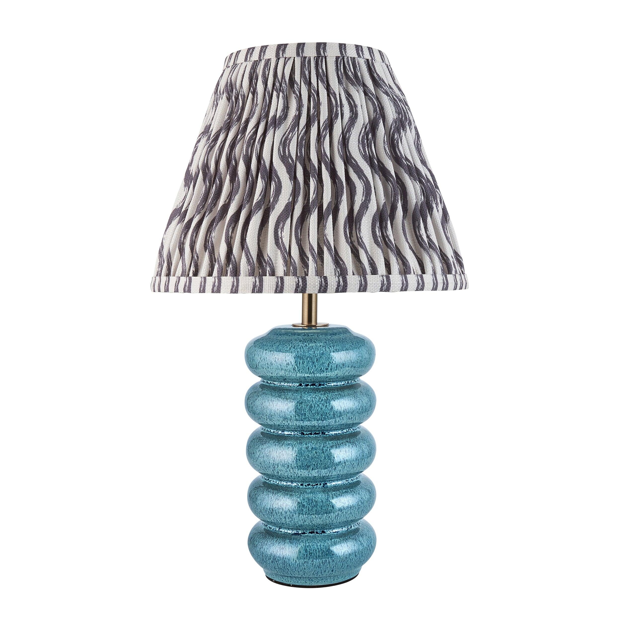 Squash Ceramic Table & Ripple 25cm Pearl Grey Shade