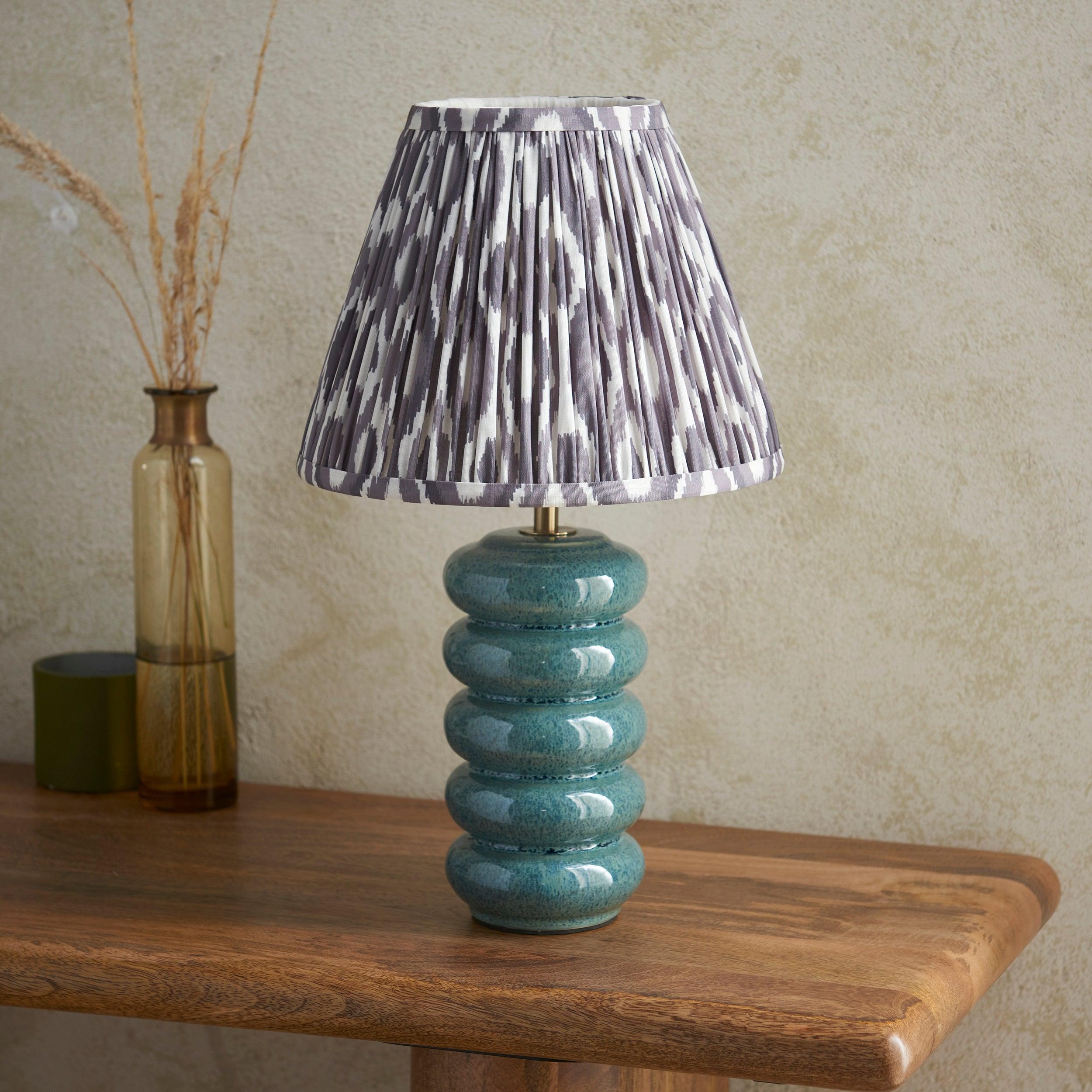Squash Ceramic Table & Ikat 25cm Pearl Grey Shade