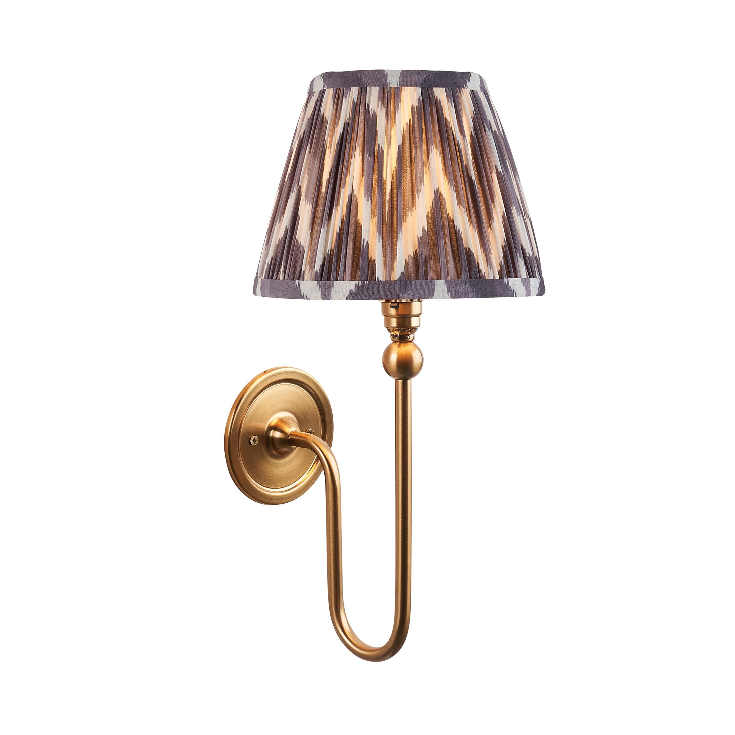 Santiago Long Line Brass Wall Light With 20cm Grey Zigzag Shade
