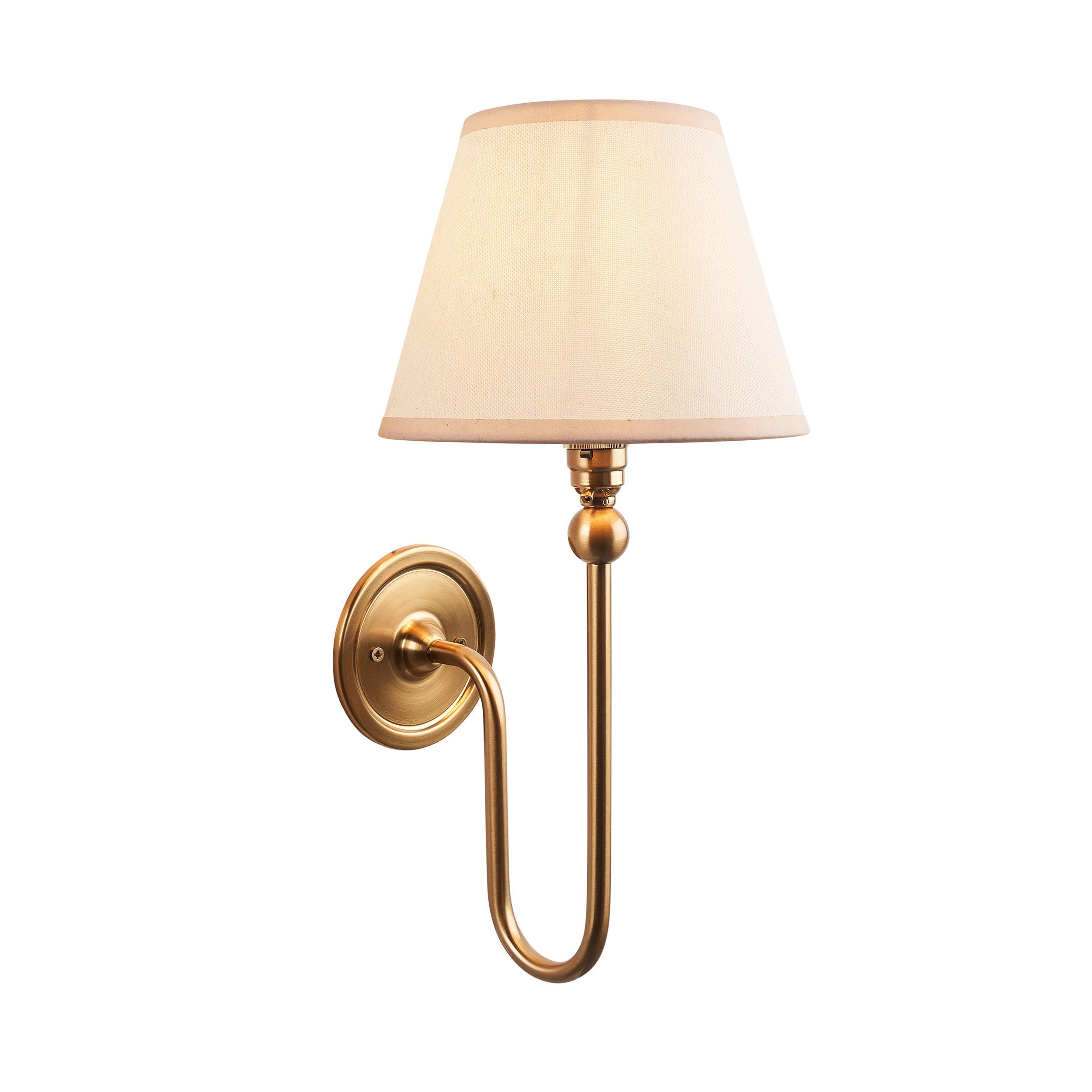 Santiago Long Line Brass Wall Light With 20cm White Ivy Shade