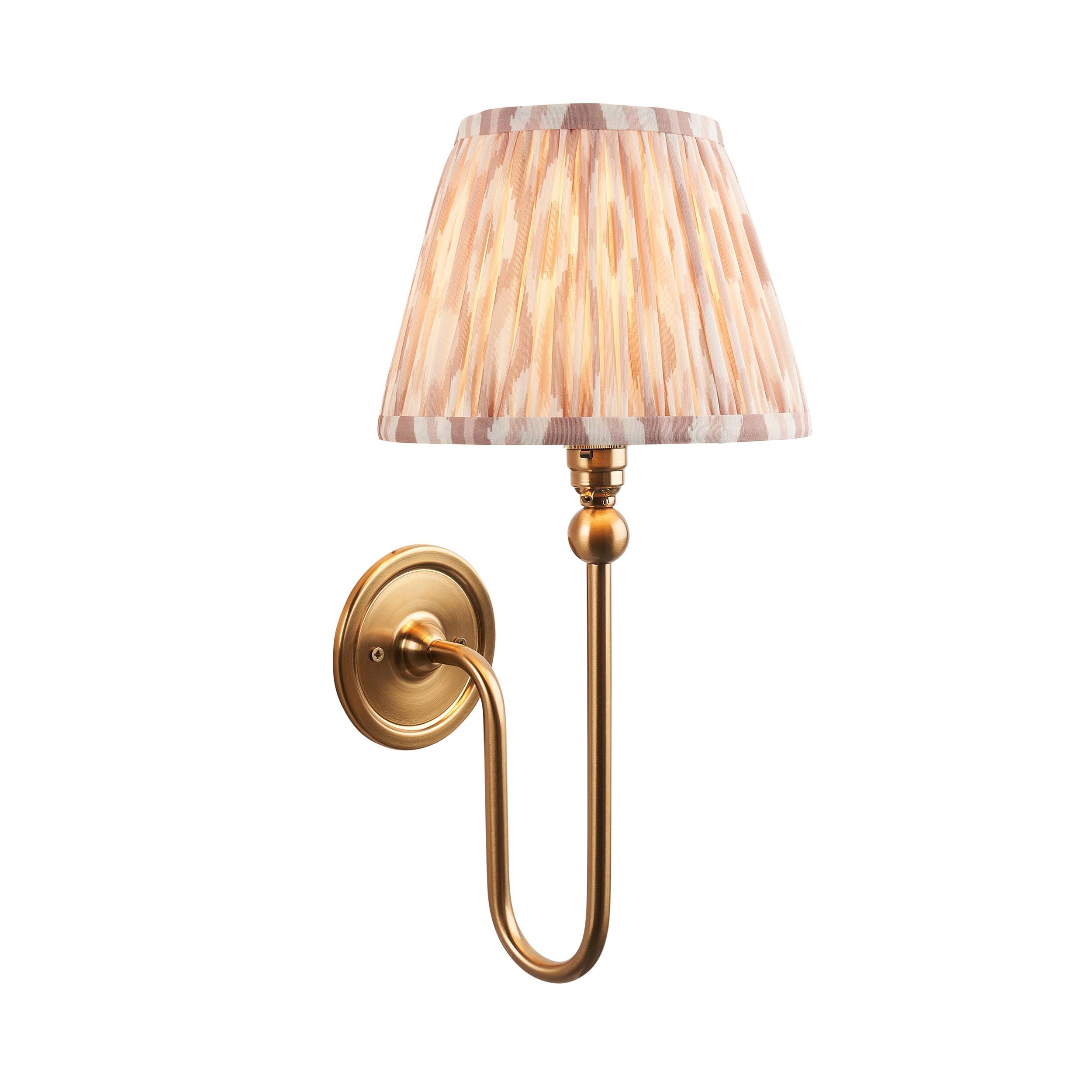 Santiago Long Line Brass Wall Light With 20cm Neutral Ikat Shade