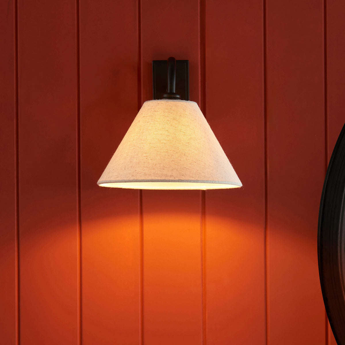 Knole Black Wall Light - Faux Fabric Shade-OB-180926