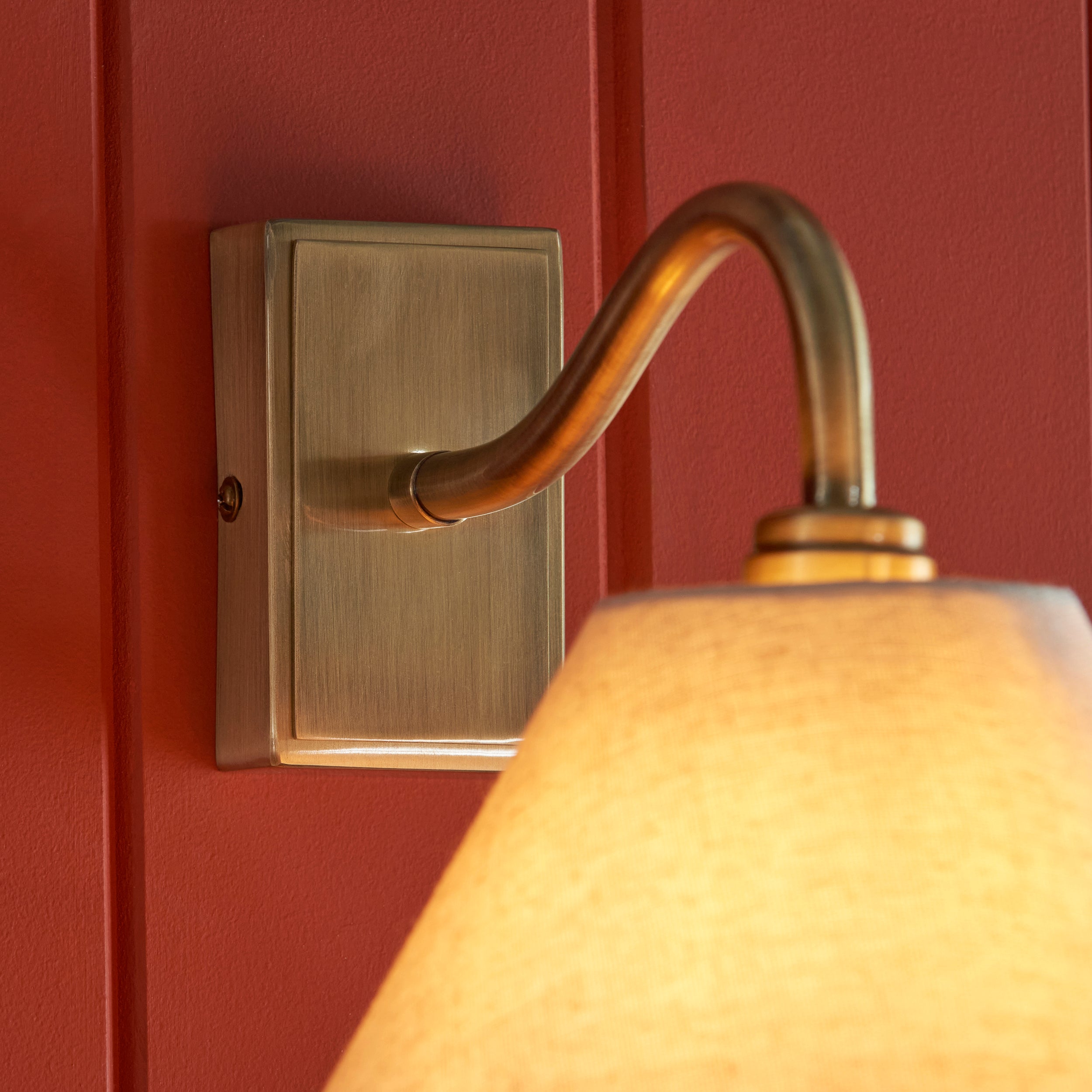 Knole Brass Wall Light - Faux Fabric Shade