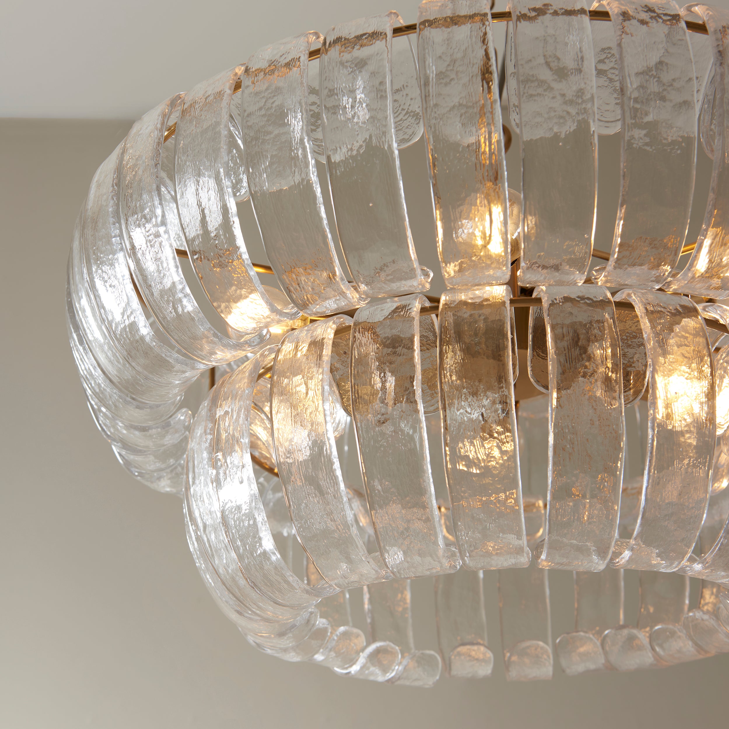 Montrose 6 Light Brass Handmade Curved Glass Pendant