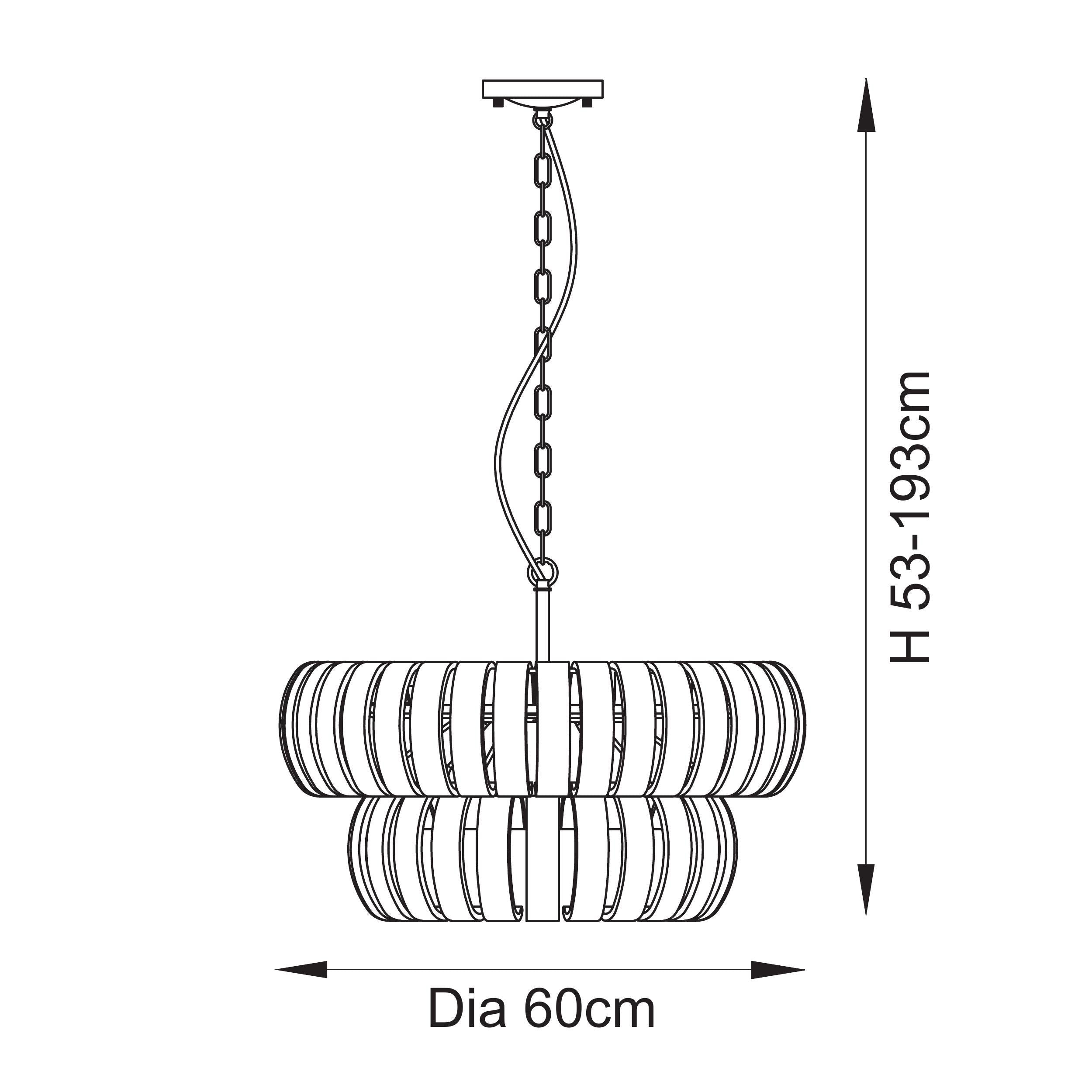 Montrose 6 Light Brass Handmade Curved Glass Pendant