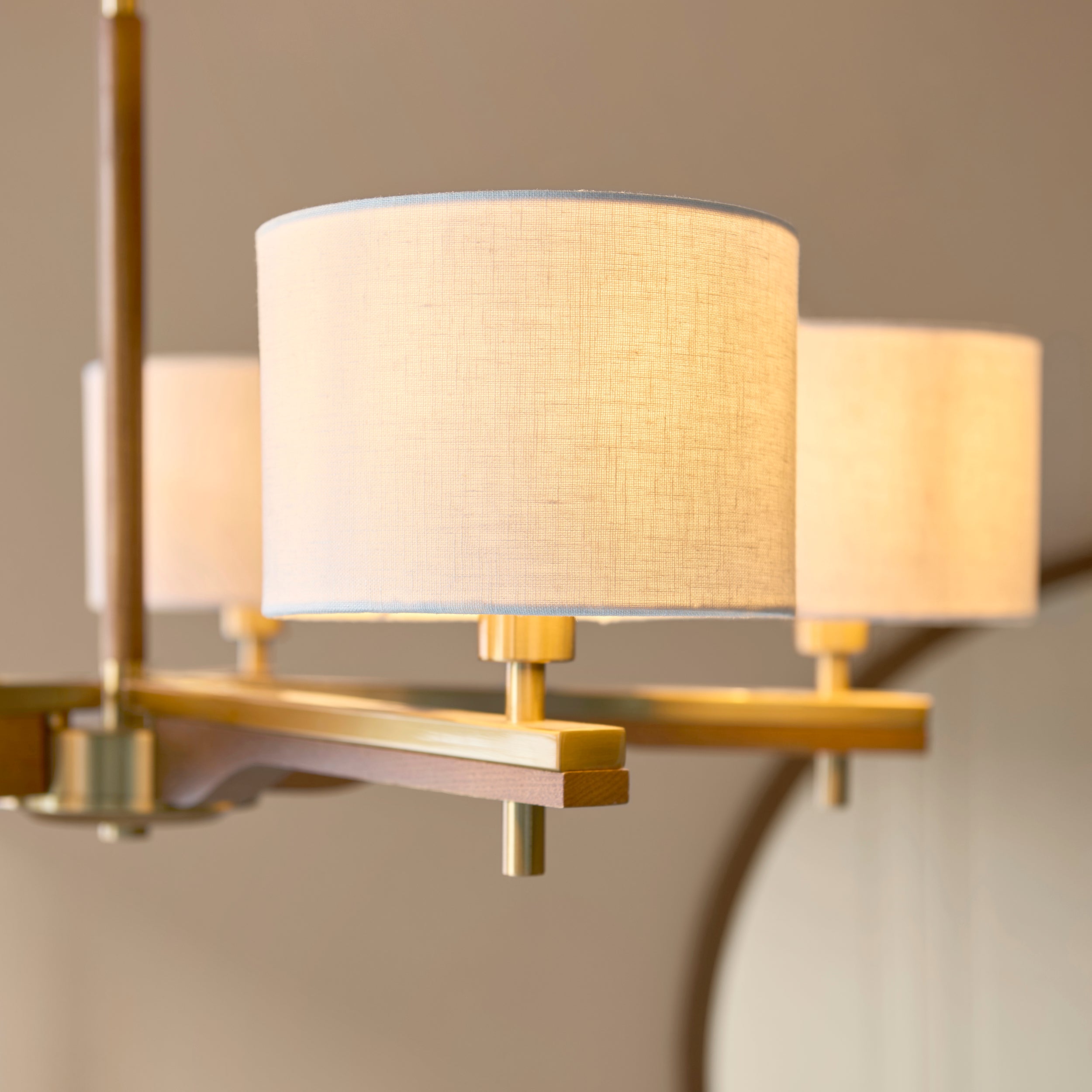 Heathcliff 5 Arm Solid Wood & Brass Pendant Ceiling Light