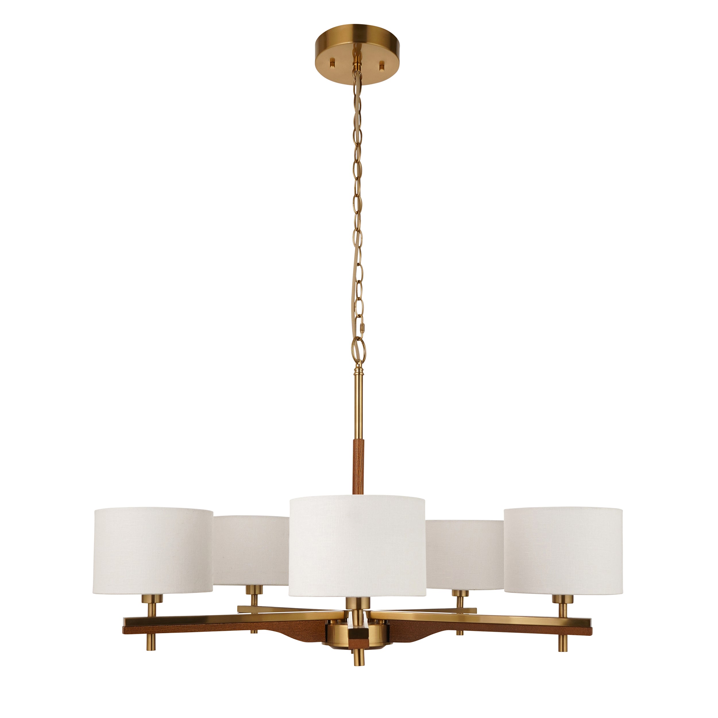 Heathcliff 5 Arm Solid Wood & Brass Pendant Ceiling Light
