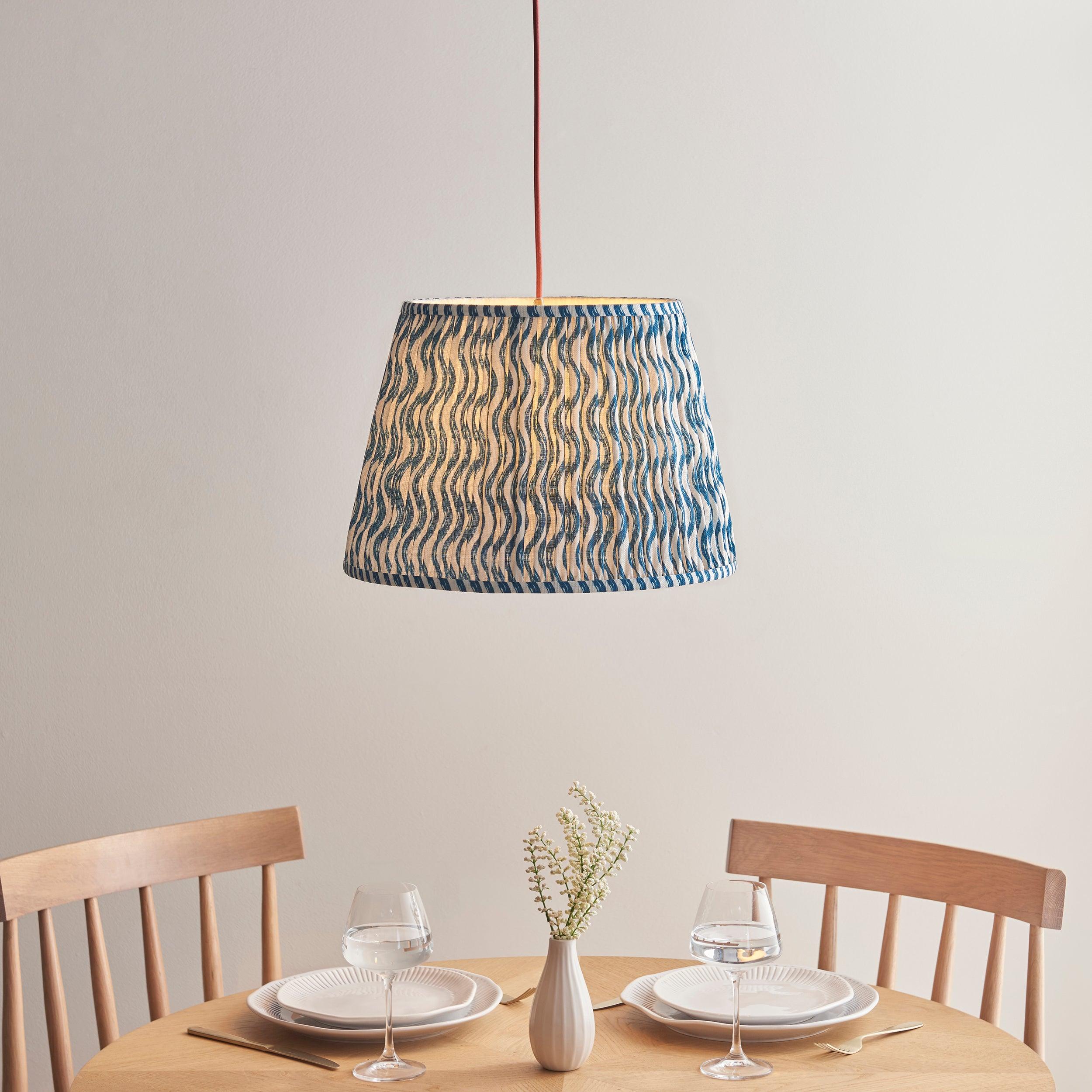 Eltham Ceiling Pendant Light With Red Flex and Large Ripple 40cm Shade