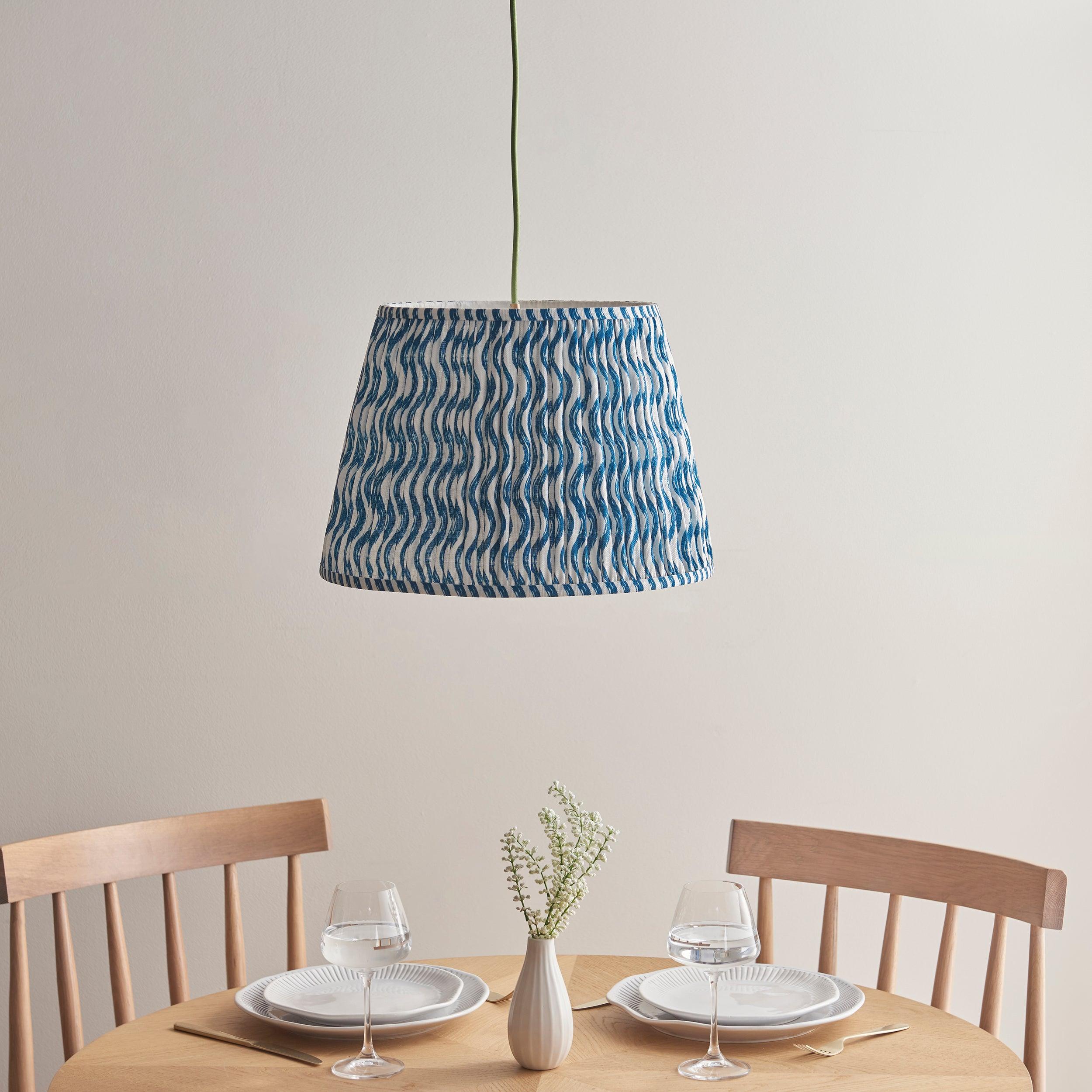 Eltham Ceiling Pendant Light With Green Flex and Large Ripple 40cm Shade