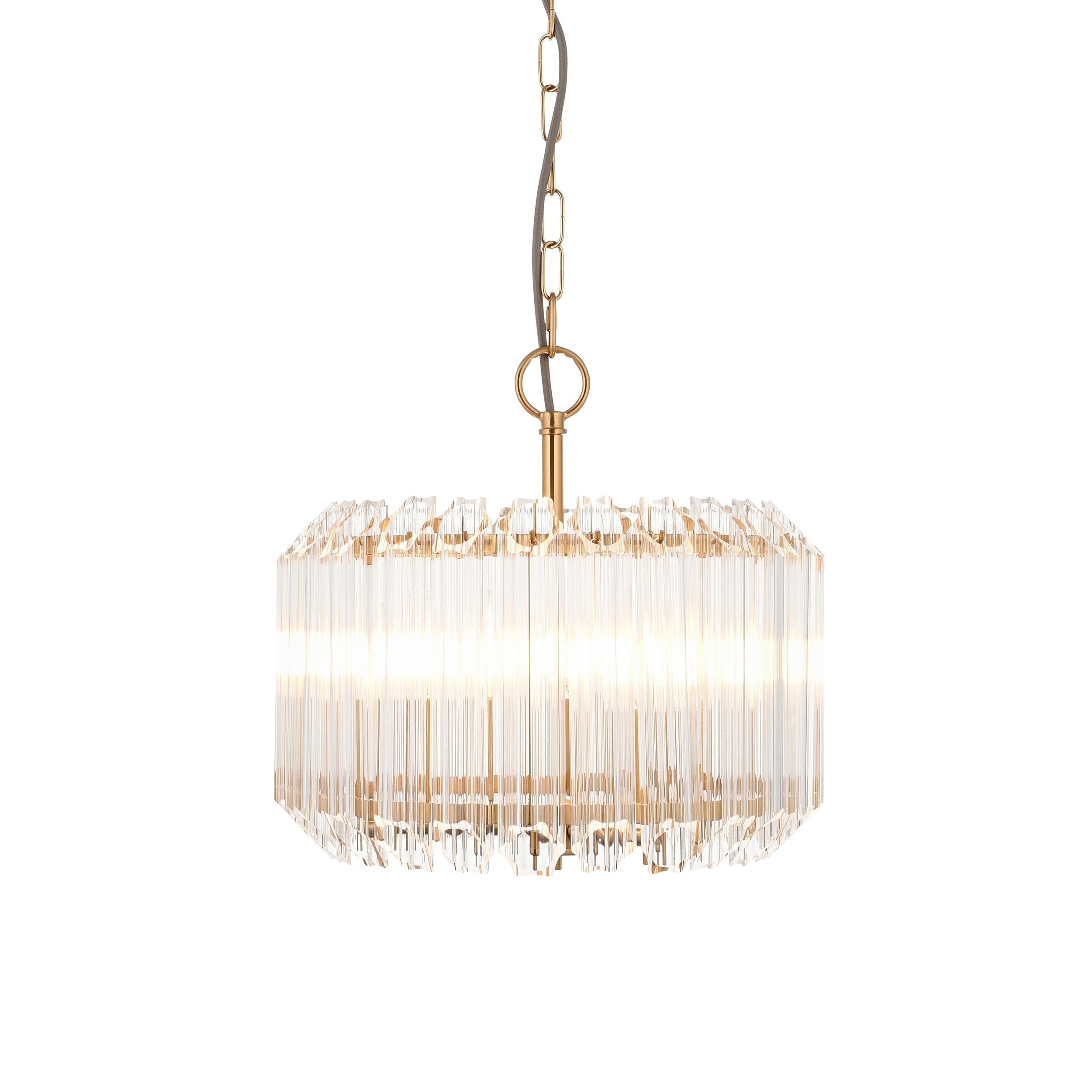 Valentina Brass 3 Light Pendant - Hexagonal Glass Rods 117514 by Endon Lighting