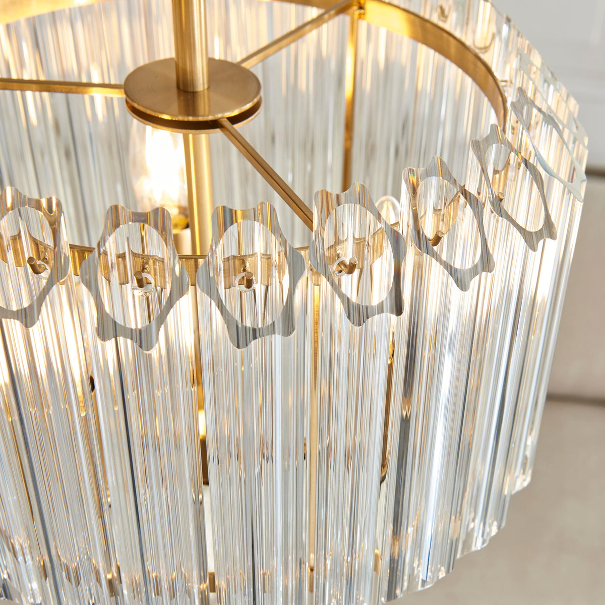 Valentina Brass 3 Light Pendant - Hexagonal Glass Rods-warehouse-180926