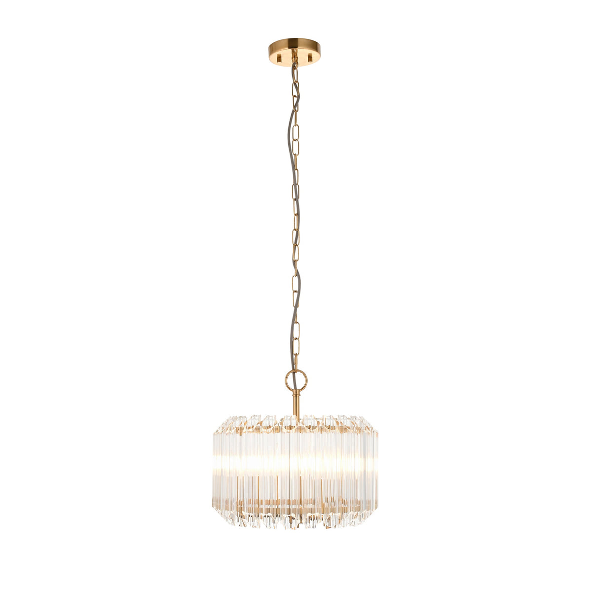 Valentina Brass 3 Light Pendant - Hexagonal Glass Rods-warehouse-180926