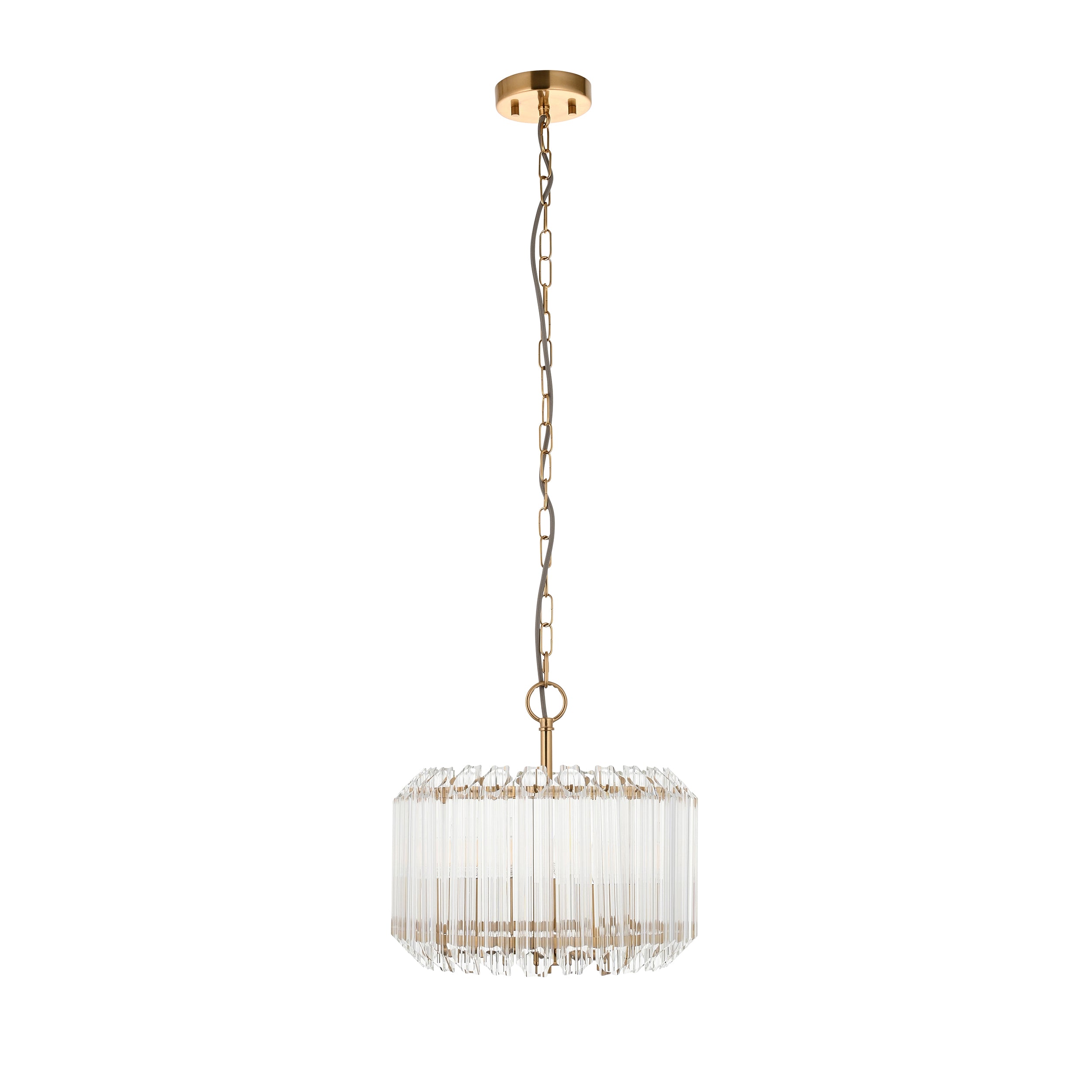 Valentina Brass 3 Light Pendant - Hexagonal Glass Rods