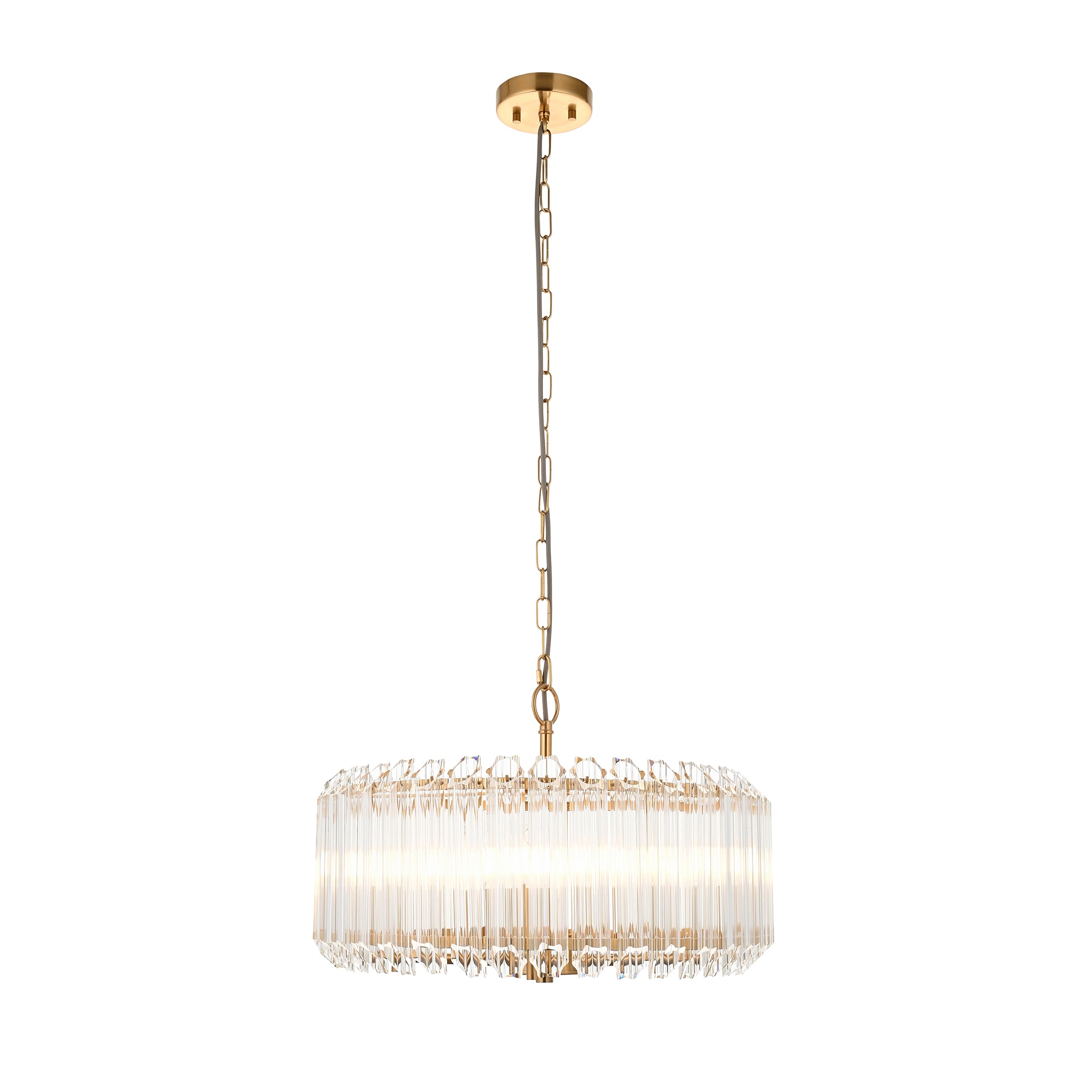 Valentina Brass 5 Light Pendant - Hexagonal Glass Rods