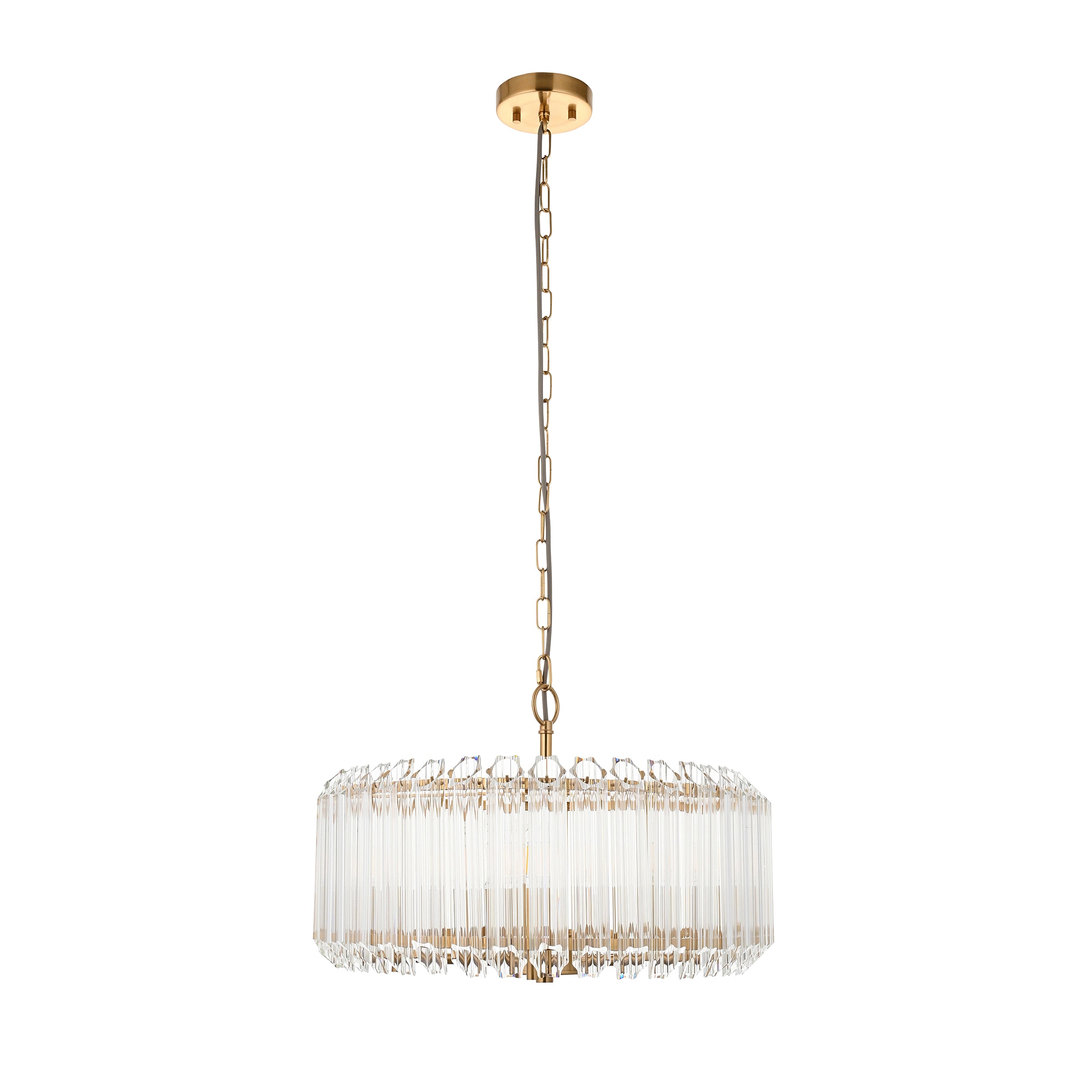 Valentina Brass 5 Light Pendant - Hexagonal Glass Rods