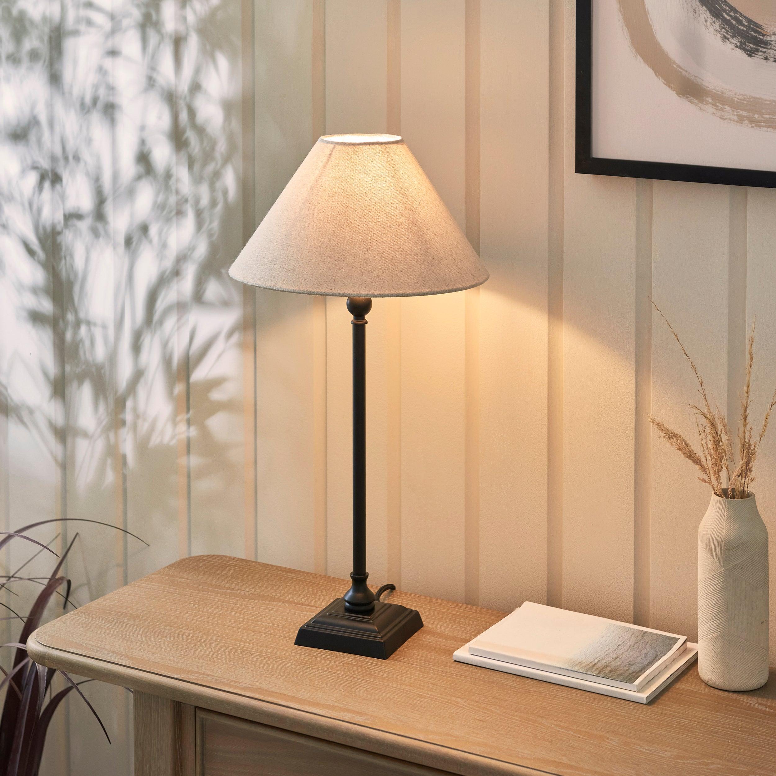 Endon Lille Black Table Lamp With 31cm Linen Shade