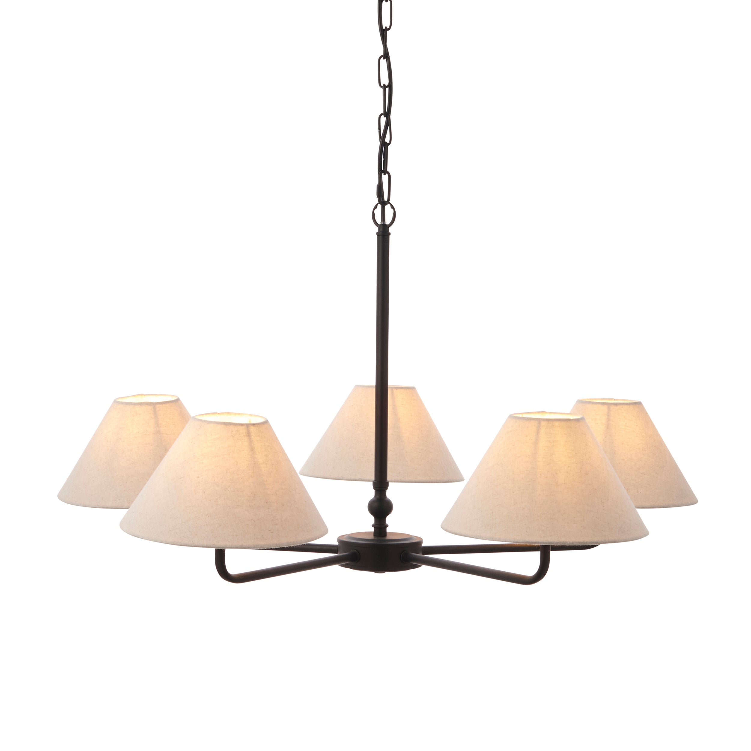 Lille Black 5 Light Pendant - Linen Shade 117832 by Endon Lighting