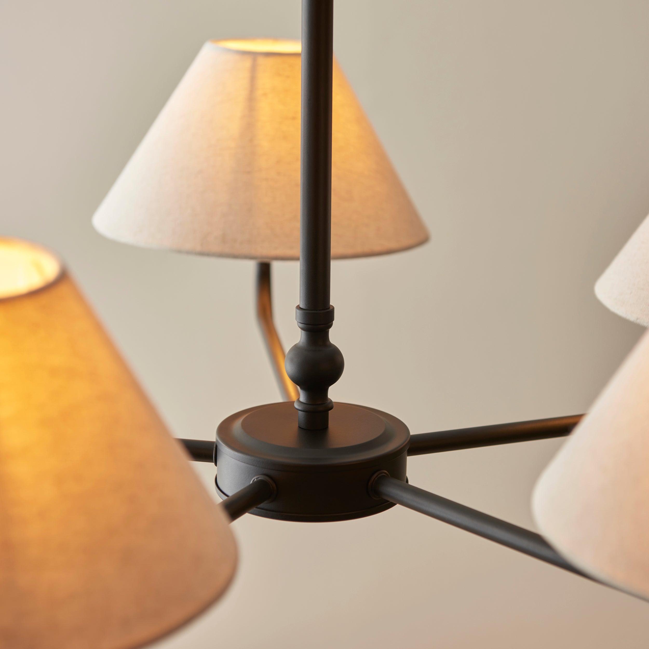 Lille Black 5 Light Pendant - Linen Shade