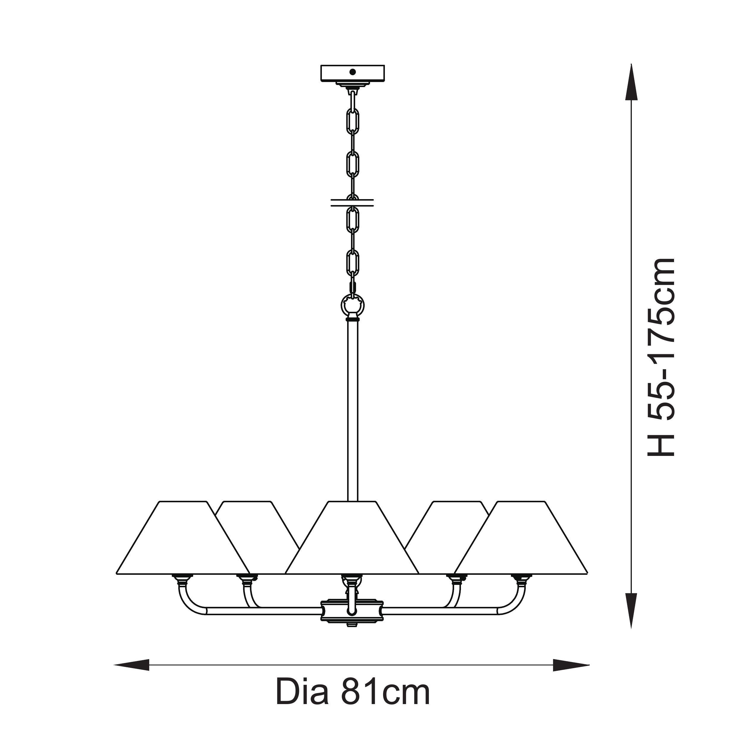 Lille Black 5 Light Pendant - Linen Shade