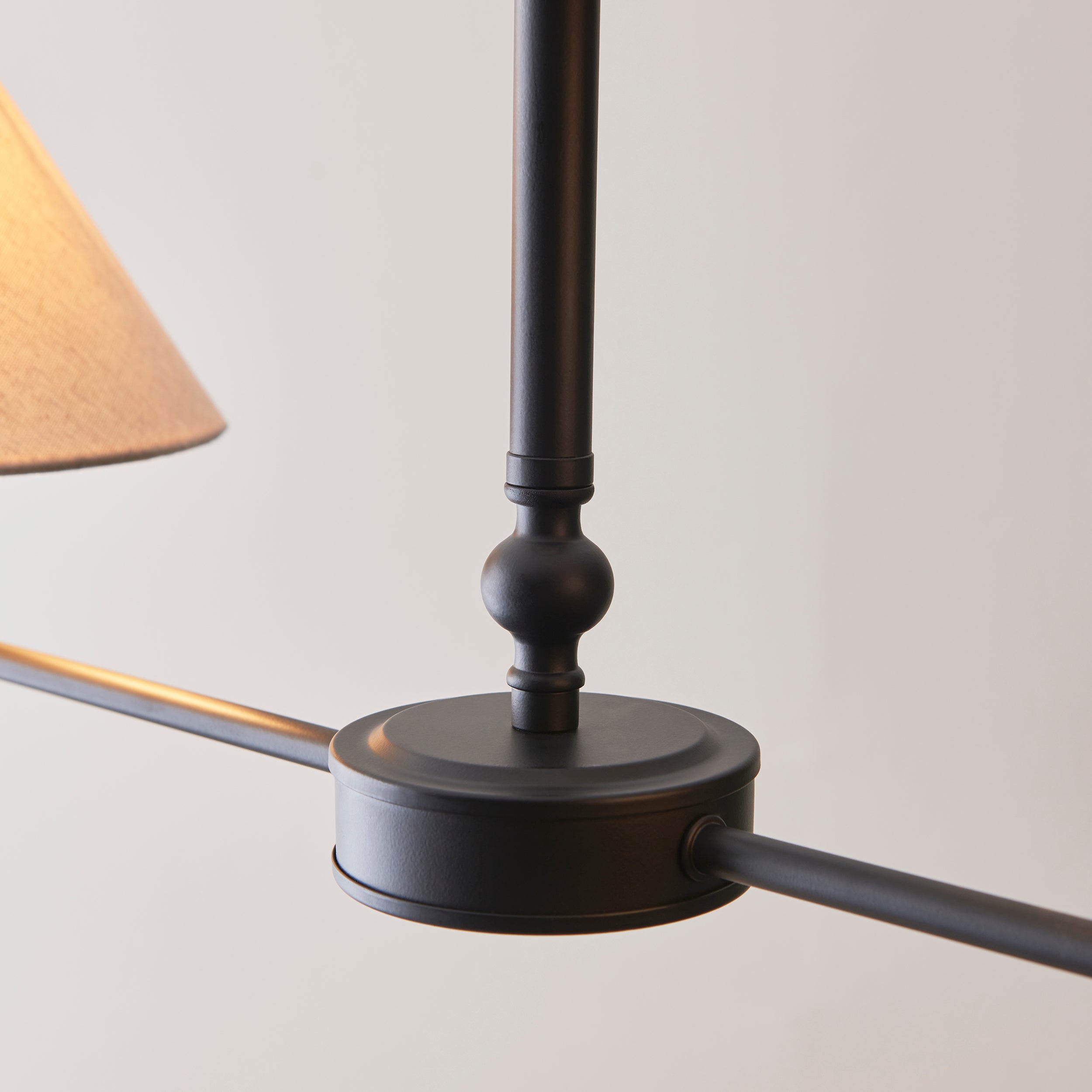 Lille Black 2 Light Pendant - Linen Shade