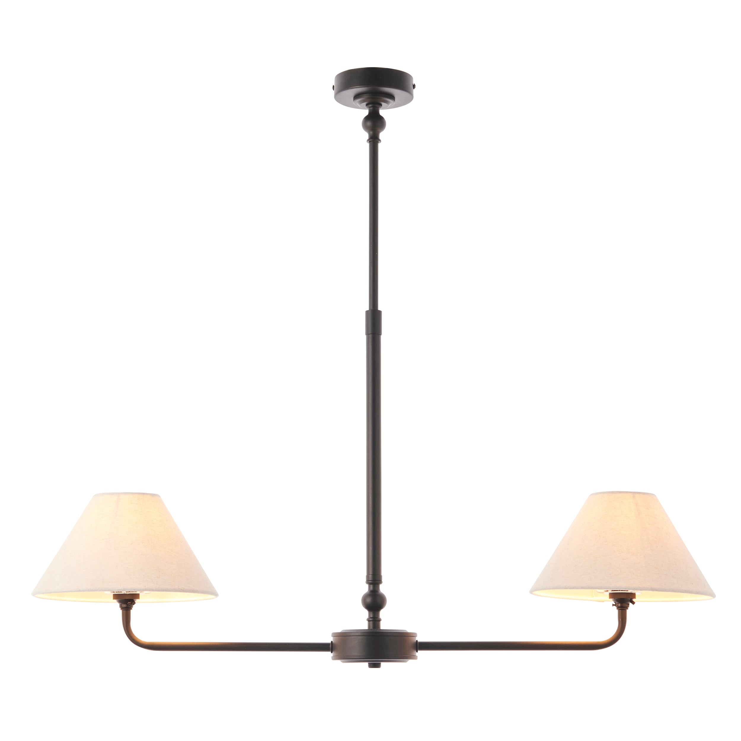 Lille Black 2 Light Pendant - Linen Shade