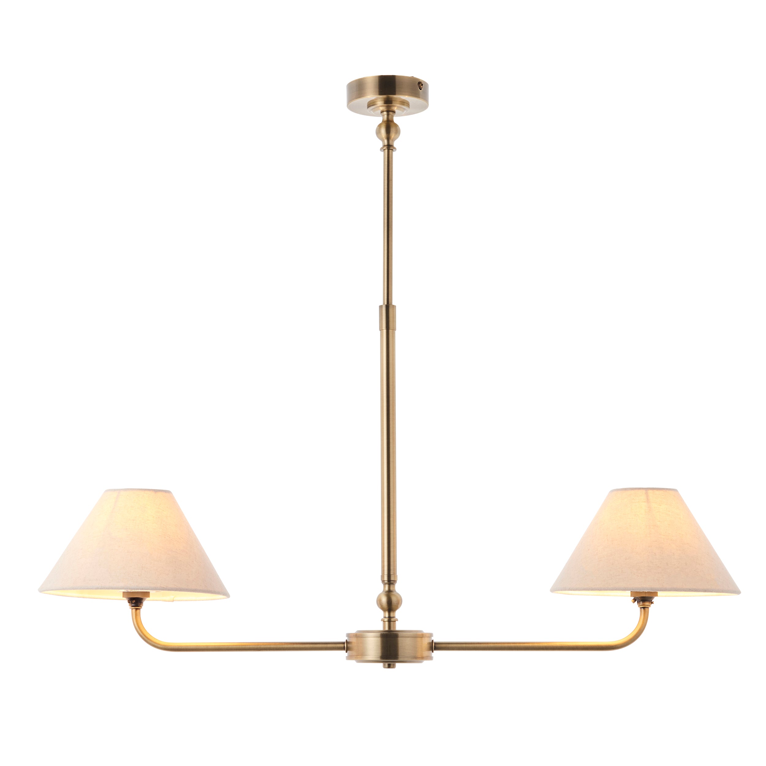 Lille Brass 2 Light Pendant - Linen Shade