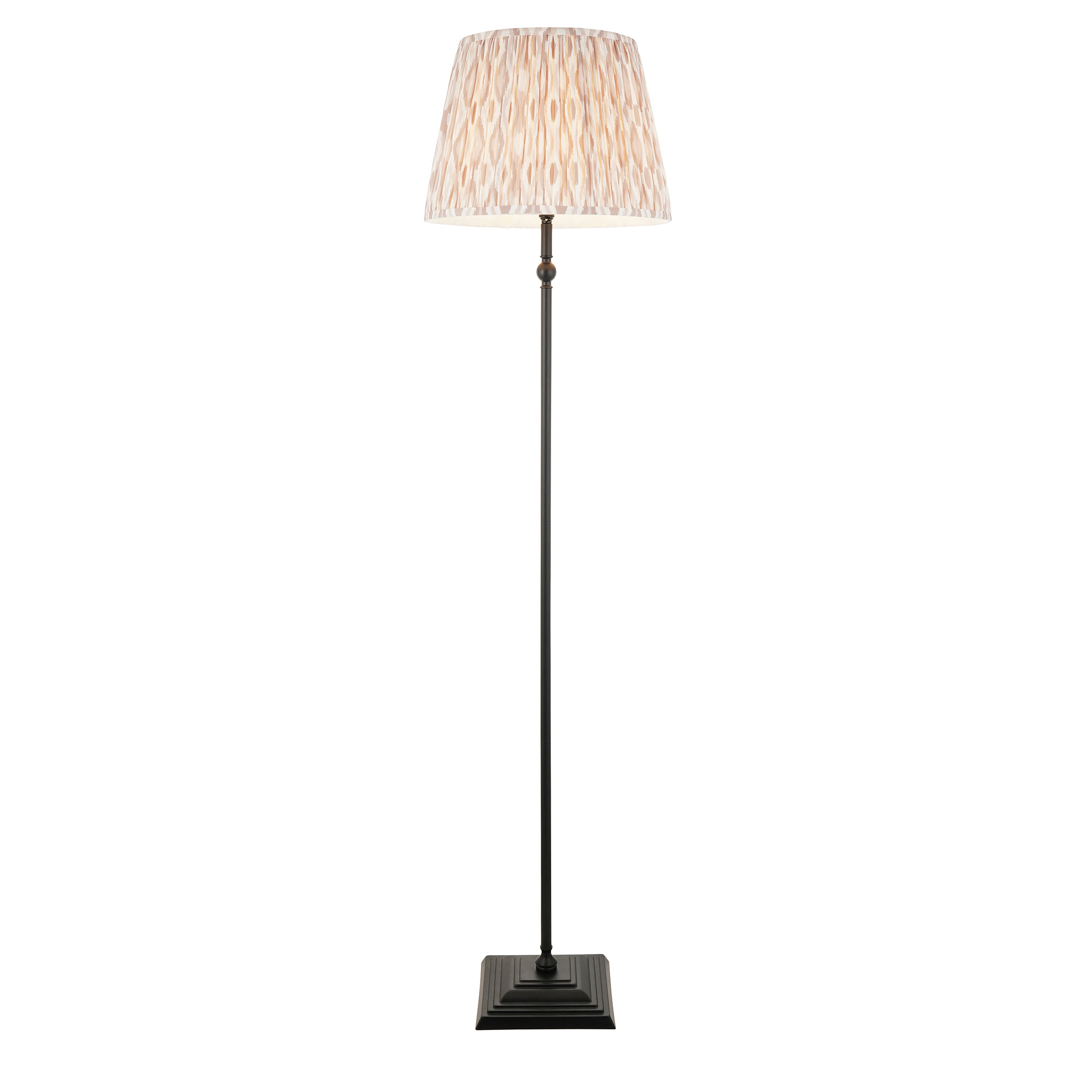Lille Black Floor Lamp & Neutral Ikat 40cm Shade 117997 by Endon Lighting