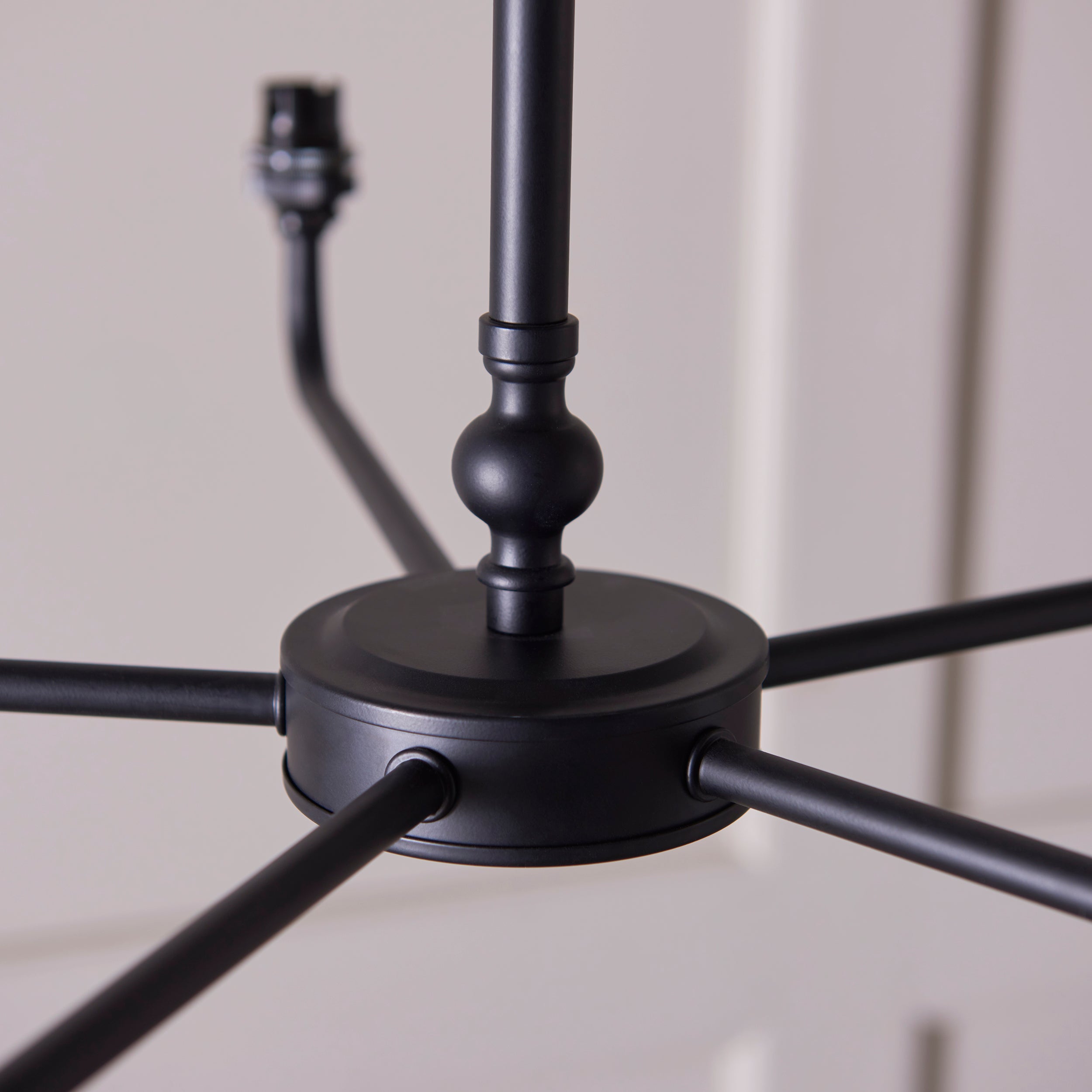 Lille Black 5 Light Pendant & Neutral Ikat 16cm Shades