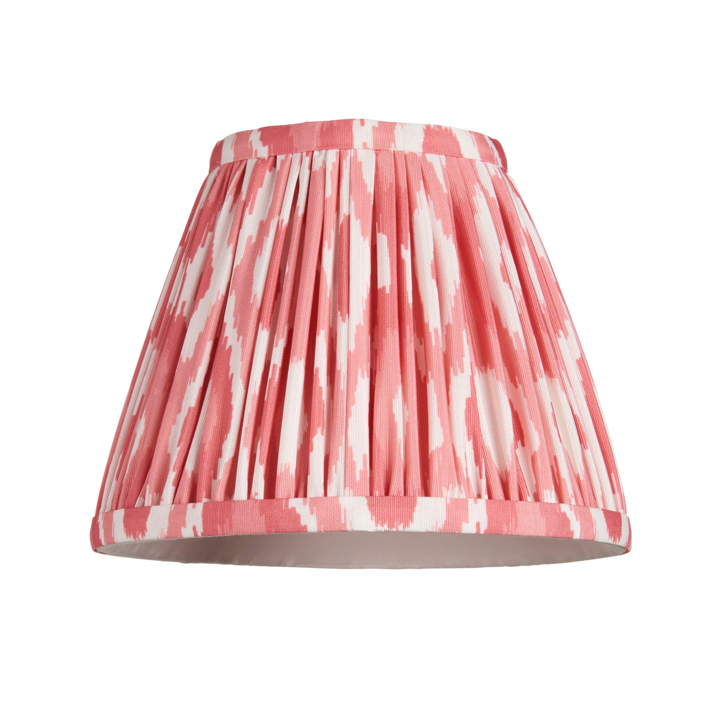 Lille Brass 5 Light Pendant & Coral Pink Ikat 16cm Shades