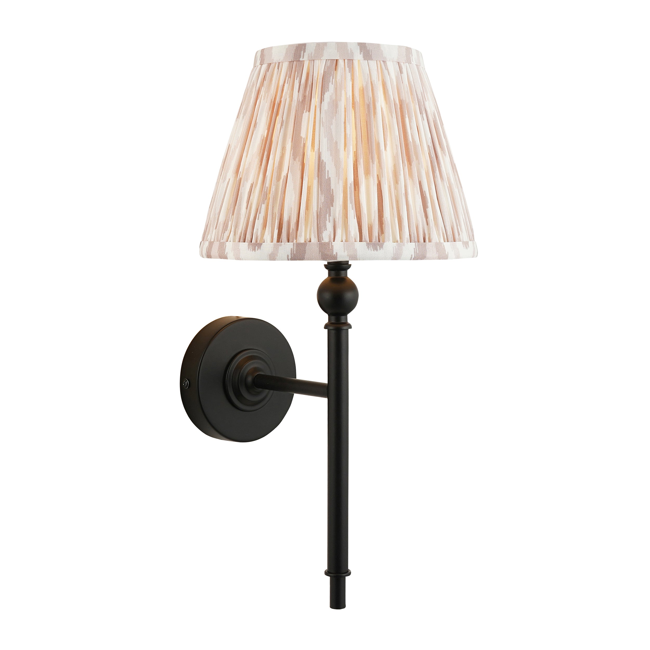 Lille Black Wall Light & Neutral Ikat 20cm Shade 118105 by Endon Lighting