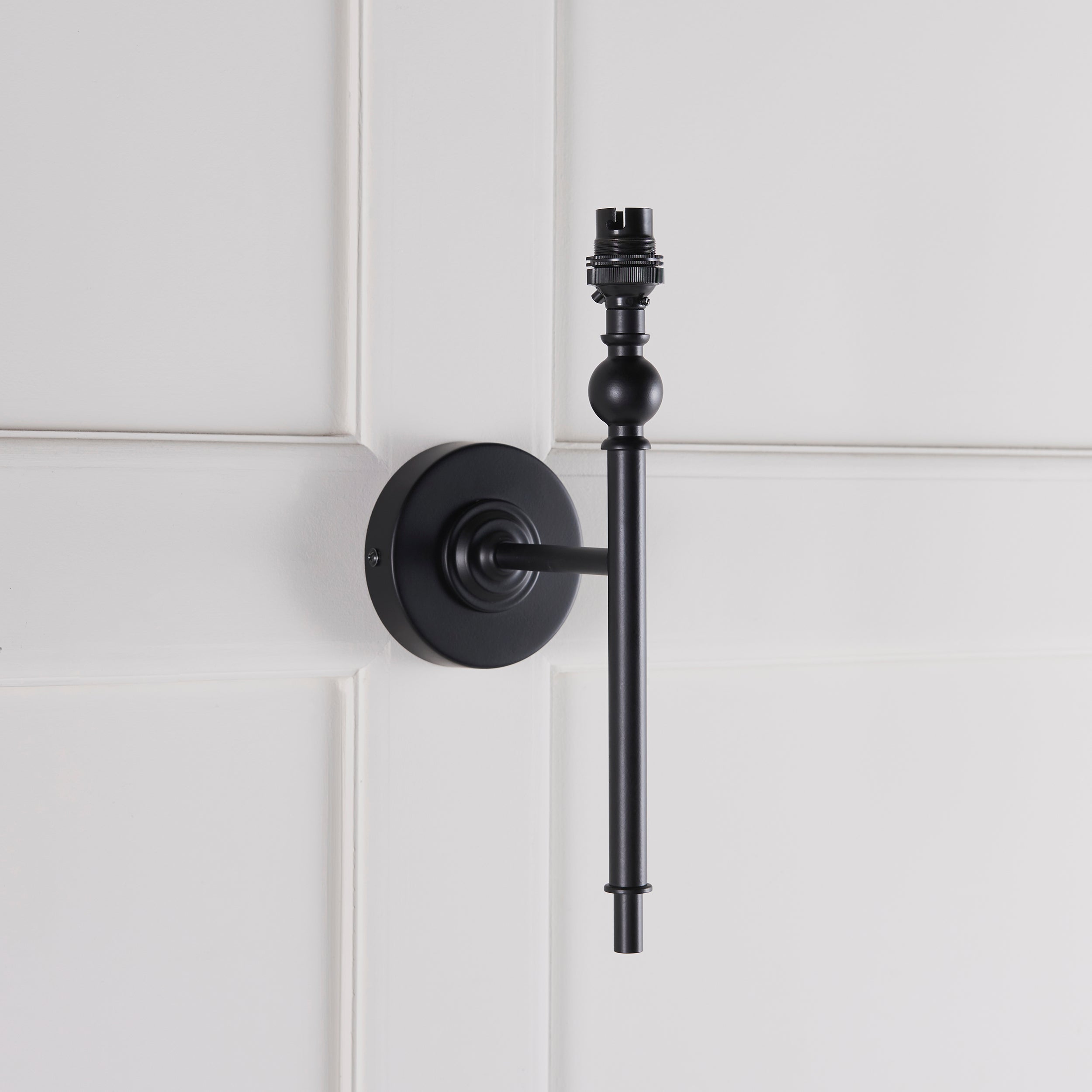 Lille Black Wall Light & Neutral Ikat 20cm Shade