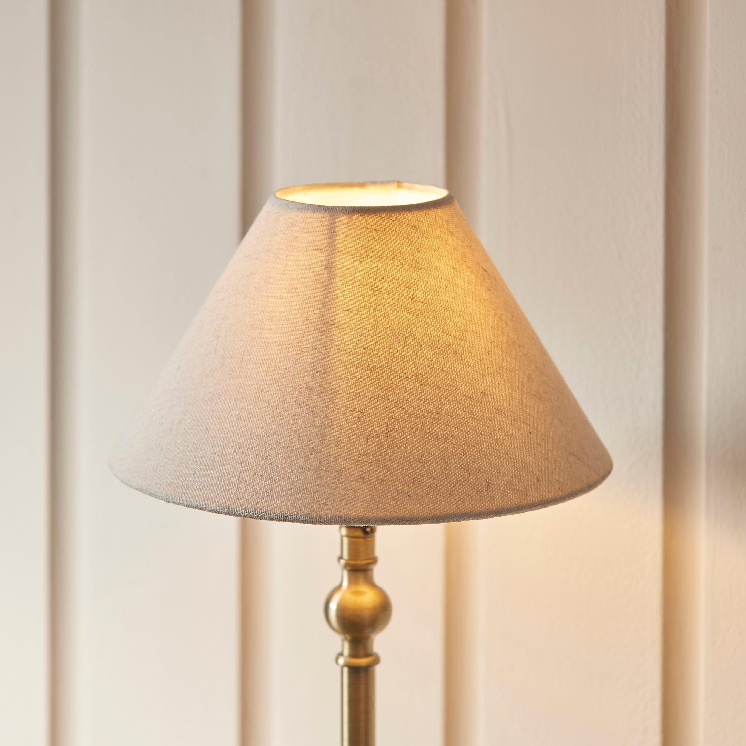 Endon Lille Brass Table Lamp With 22cm Linen Shade