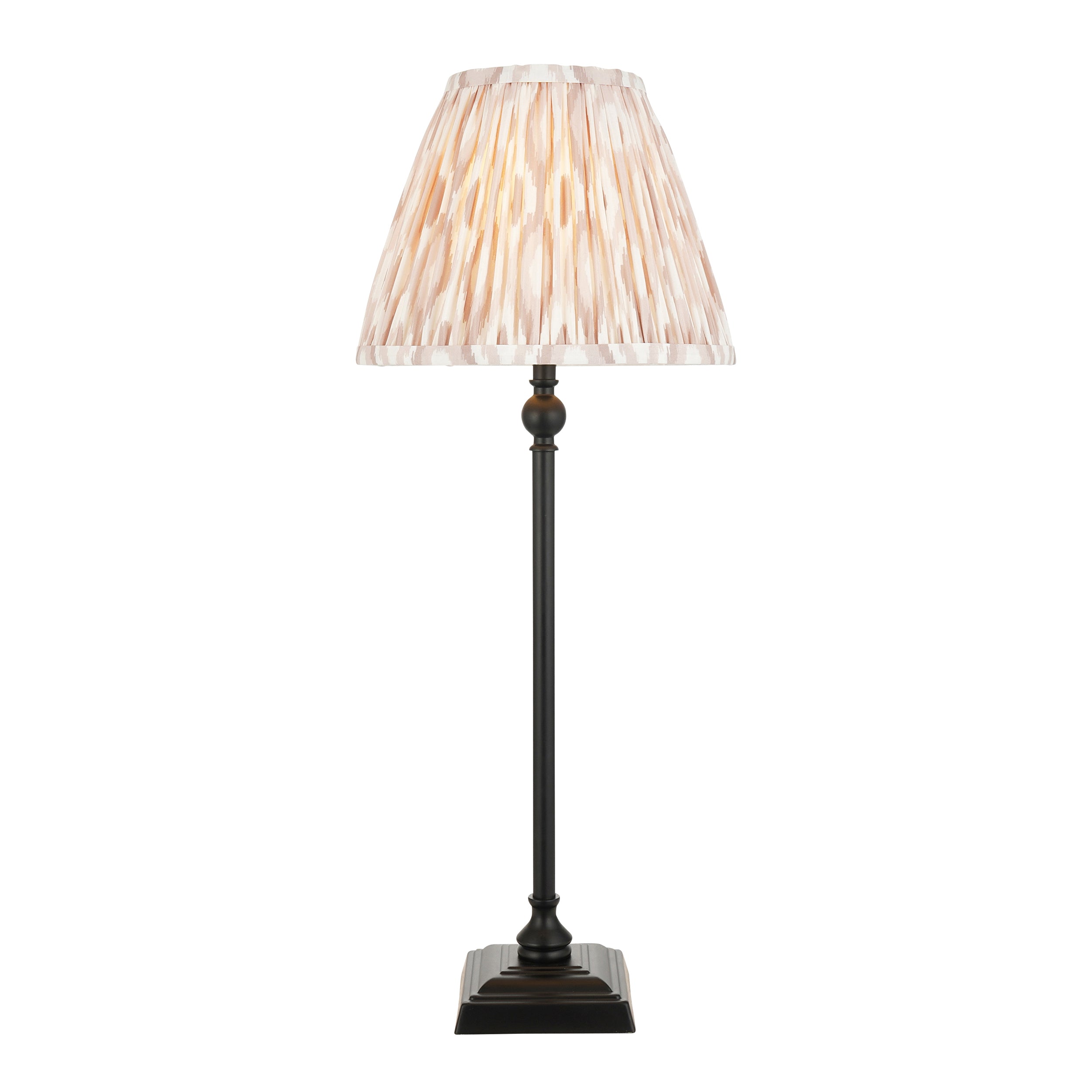 Lille Black Table Lamp & Neutral Ikat 25cm Shade