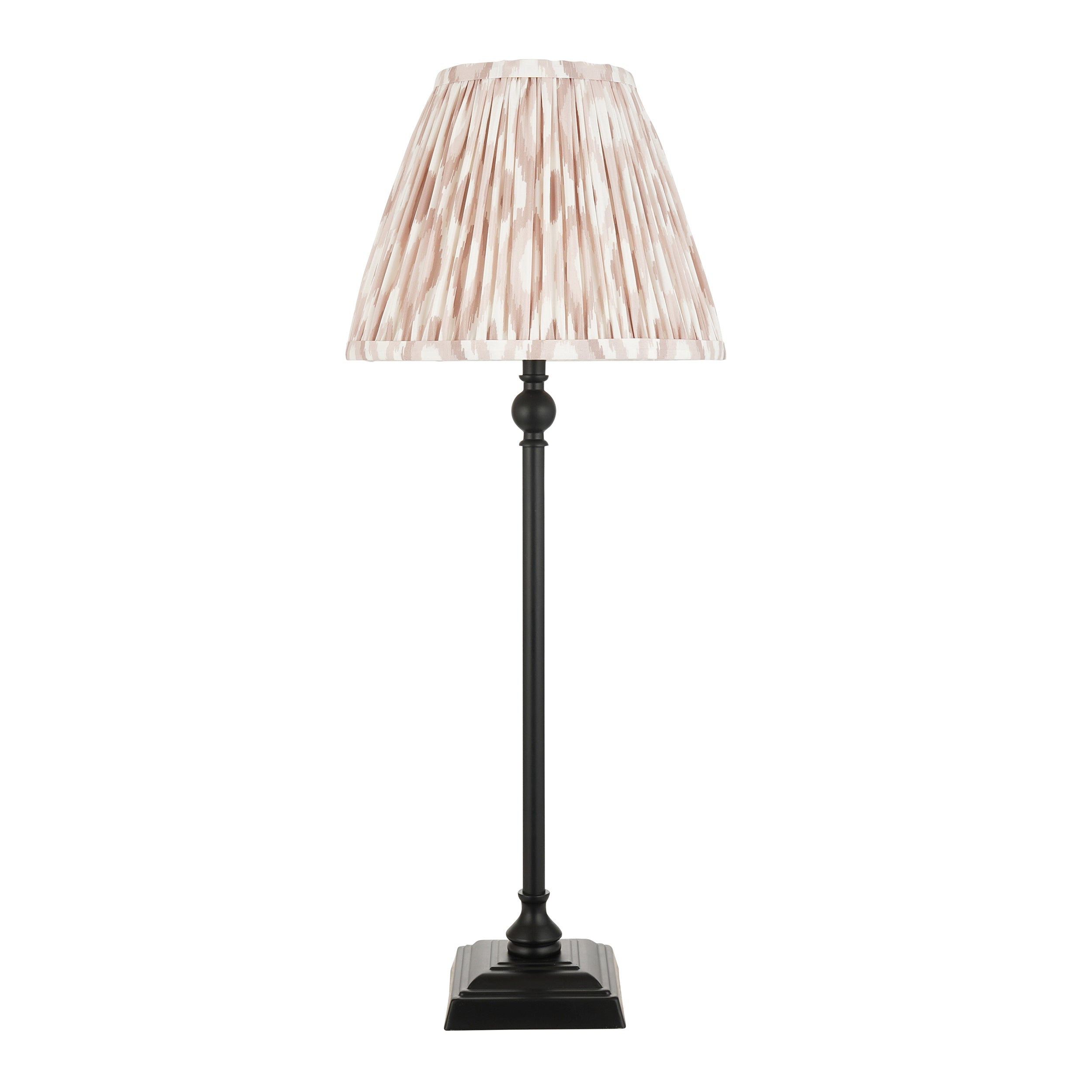 Lille Black Table Lamp & Neutral Ikat 25cm Shade