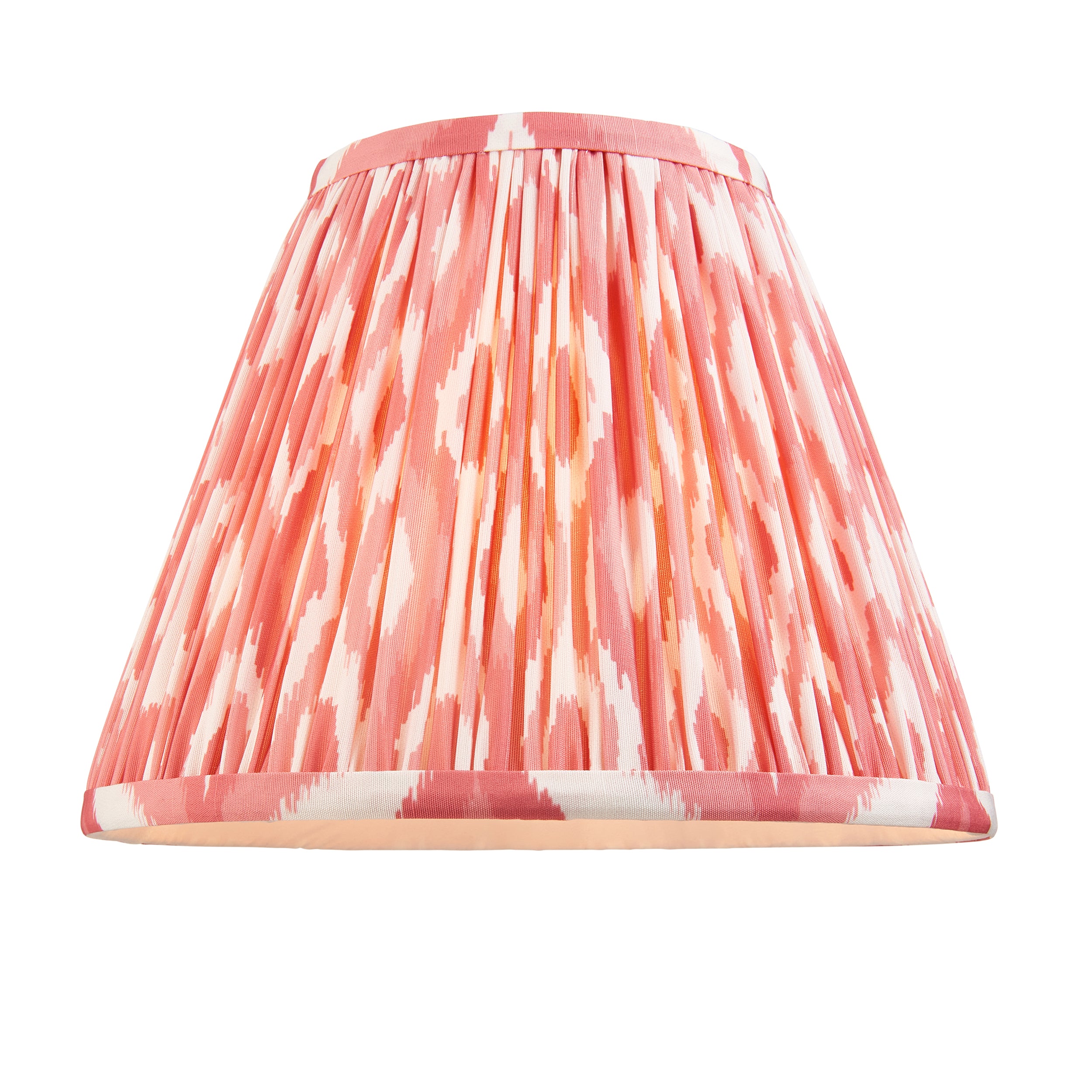 Lille Brass Table Lamp & Coral Pink Ikat 25cm Shade