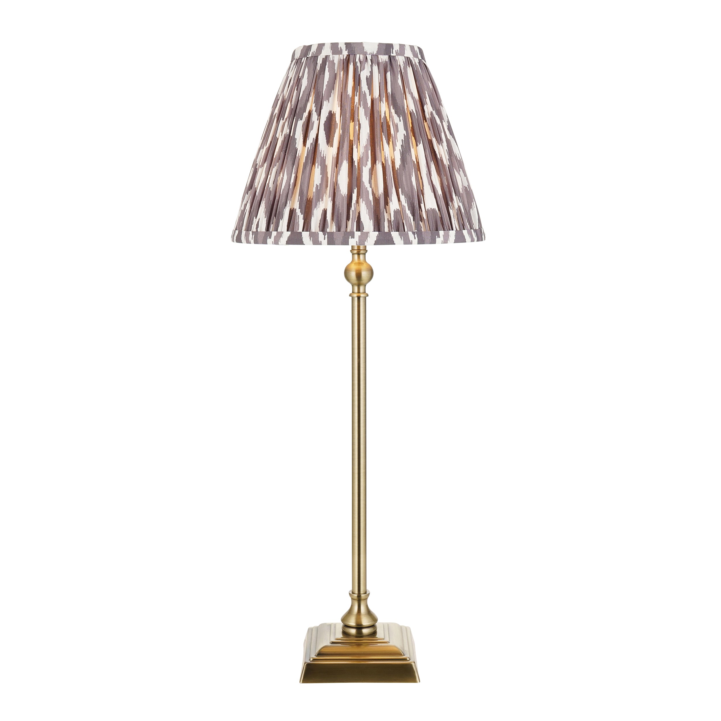 Lille Brass Table Lamp & Grey Ikat 25cm Shade 118144 by Endon Lighting