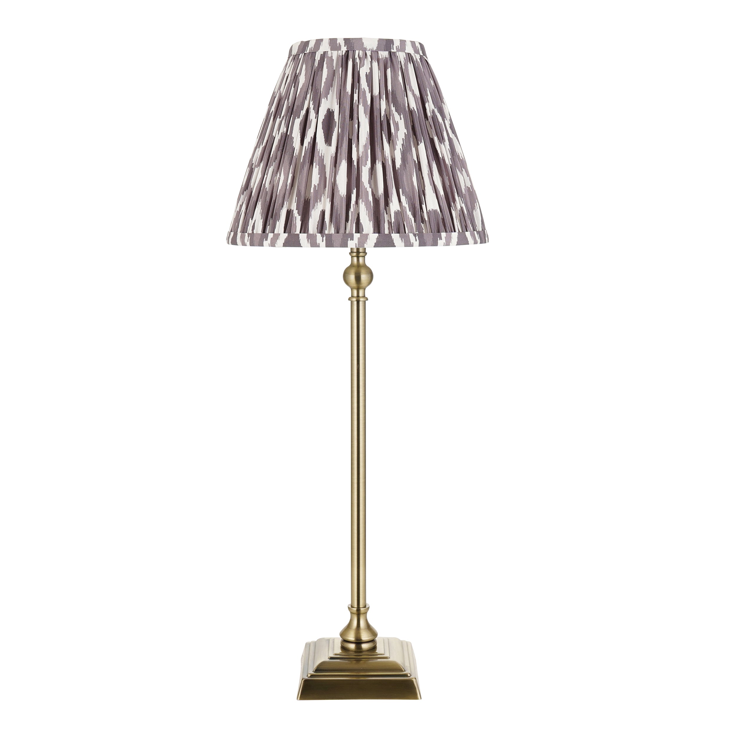 Lille Brass Table Lamp & Grey Ikat 25cm Shade