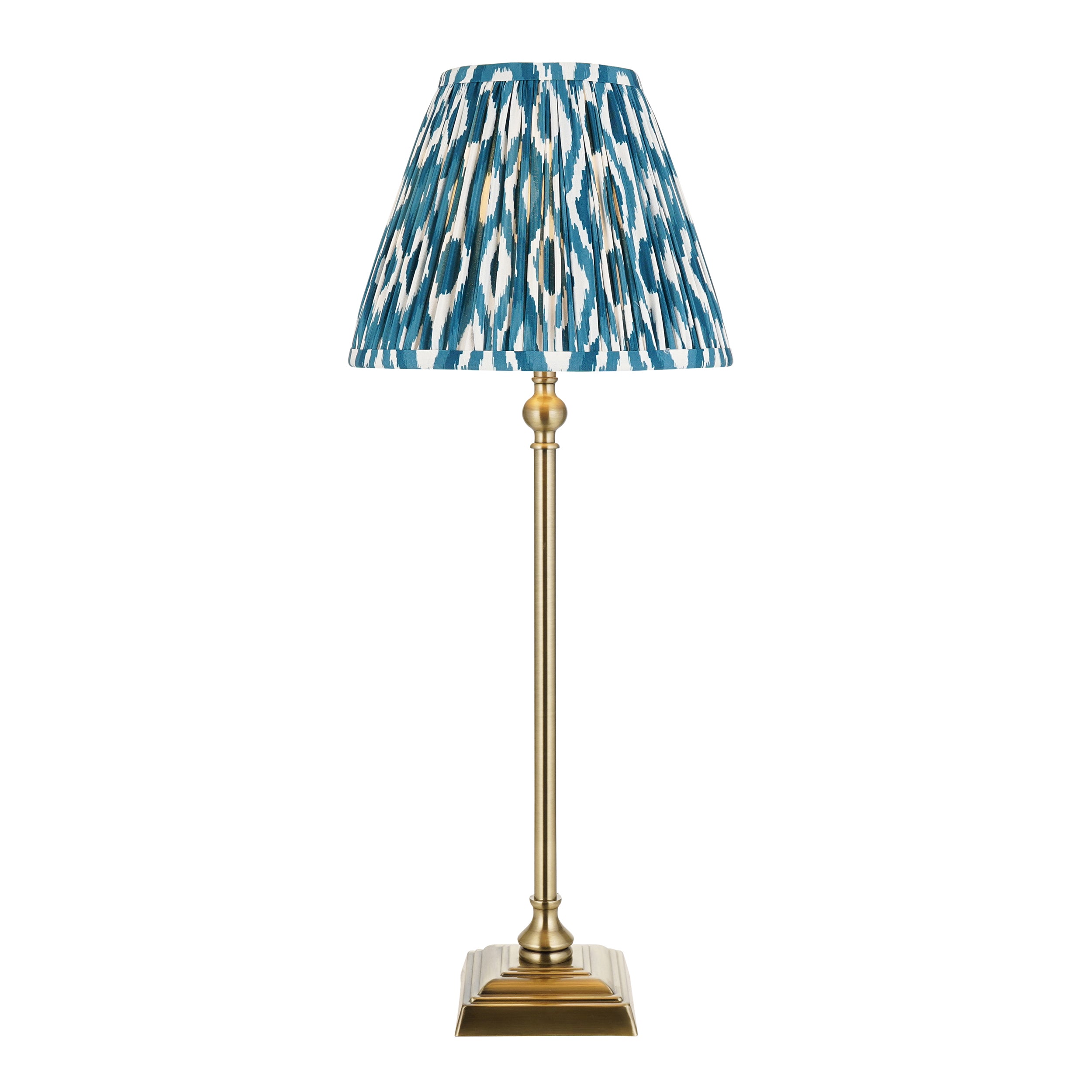 Lille Brass Table Lamp & Blue Ikat 25cm Shade 118145 by Endon Lighting