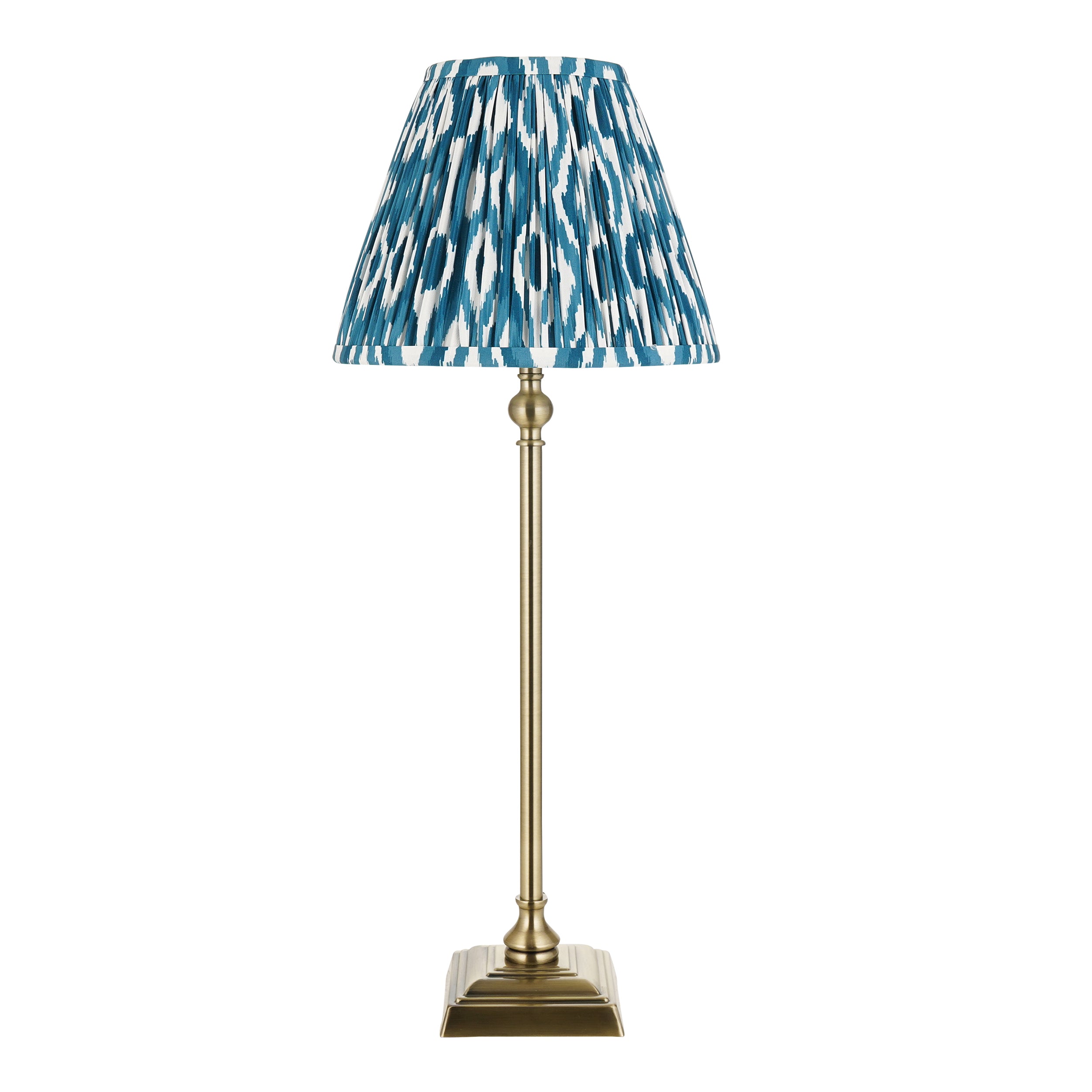 Lille Brass Table Lamp & Blue Ikat 25cm Shade