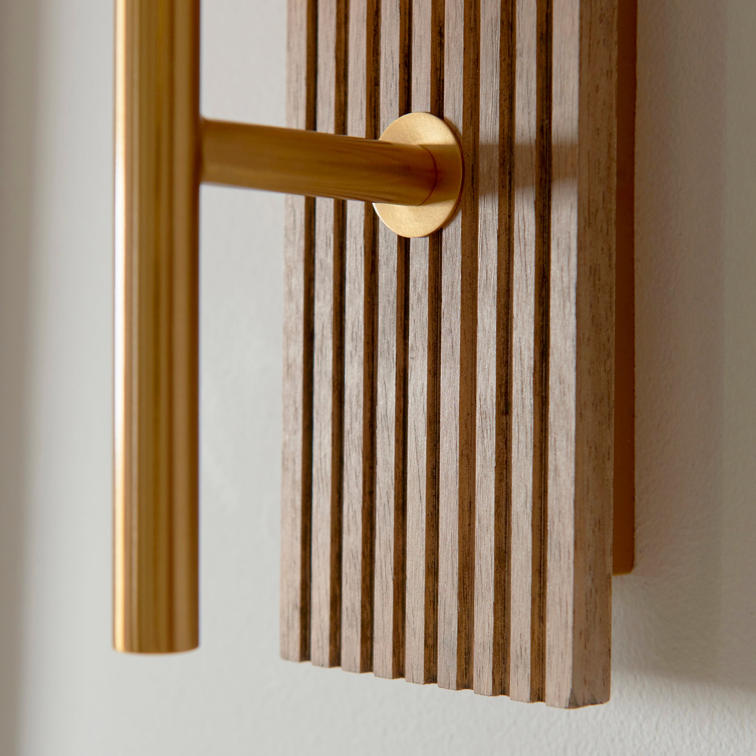 Grove Beechwood & Brass Wall - Ribbed Glass Shade