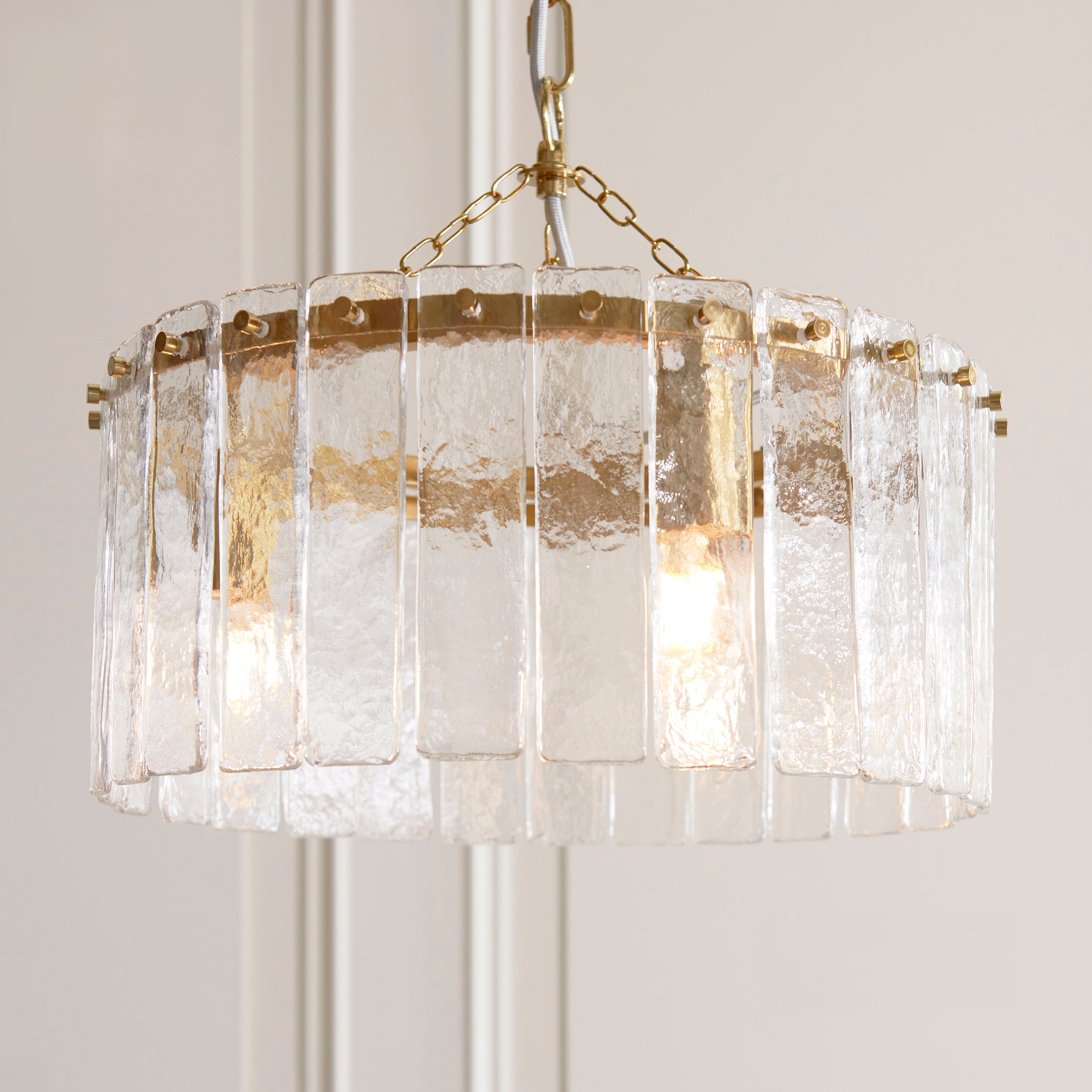 Karine 3 Light Brass Pendant - Handmade Glass Panels