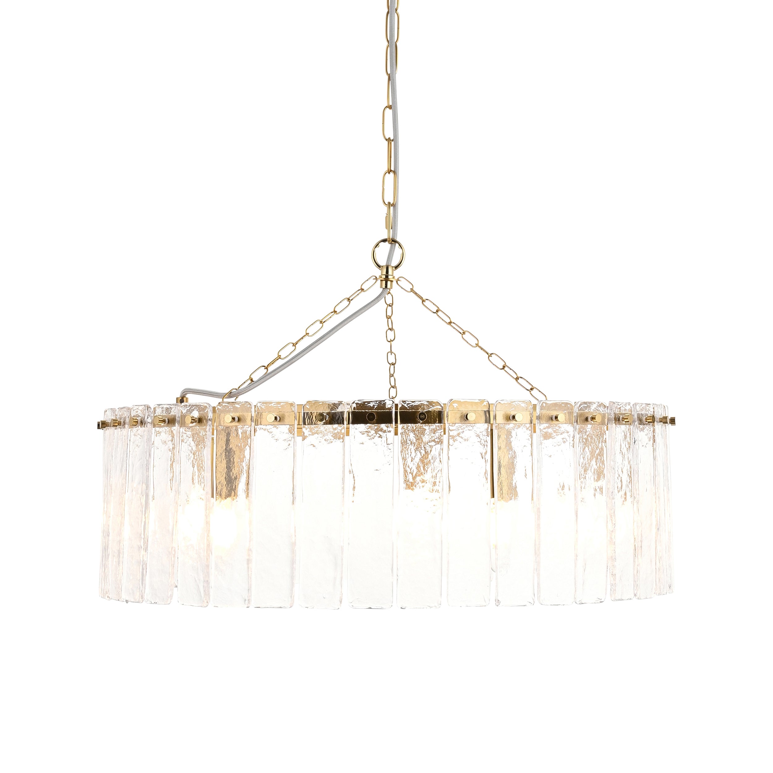 Karine 5 Light Brass Pendant - Handmade Glass Panels 118468 by Endon Lighting