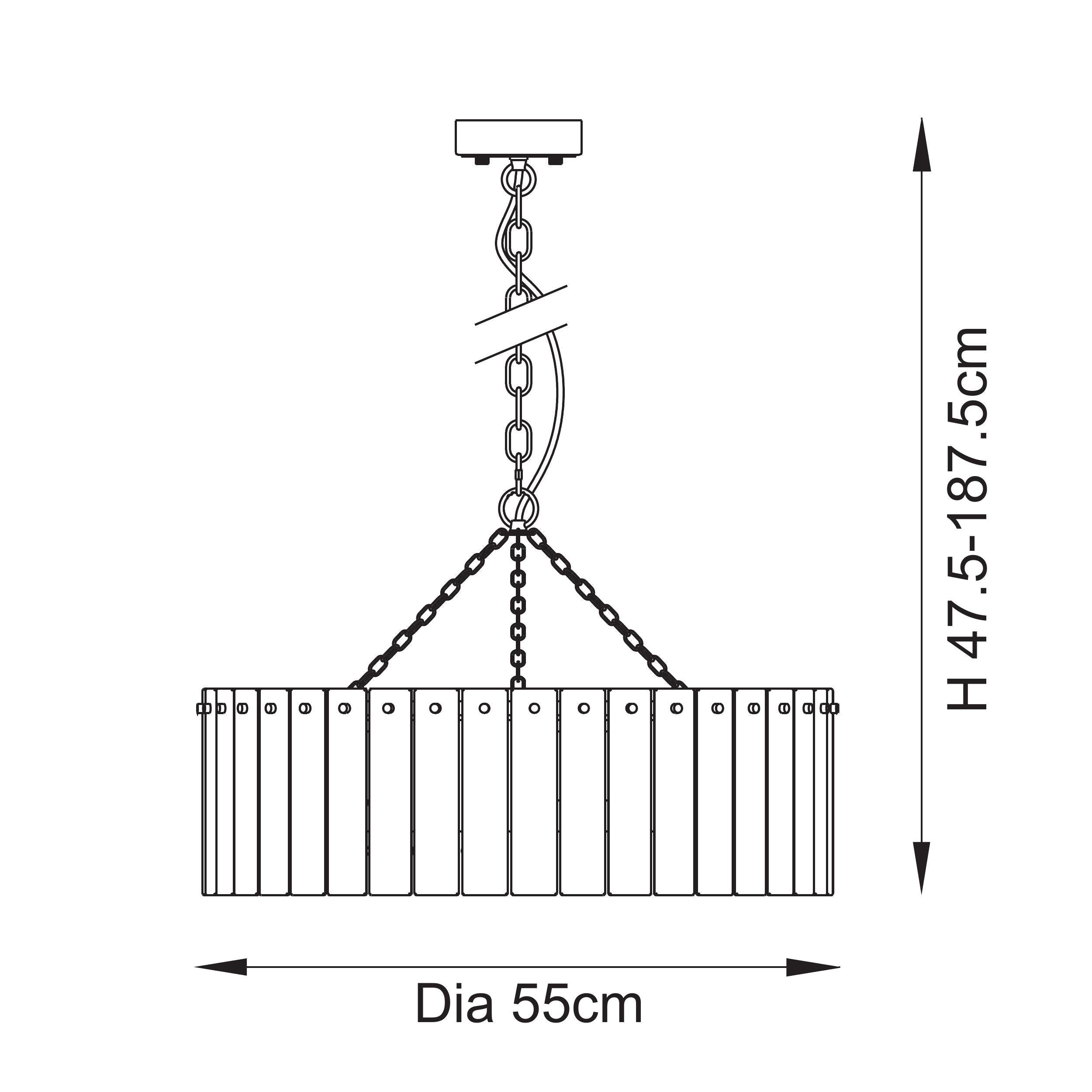 Karine 5 Light Brass Pendant - Handmade Glass Panels