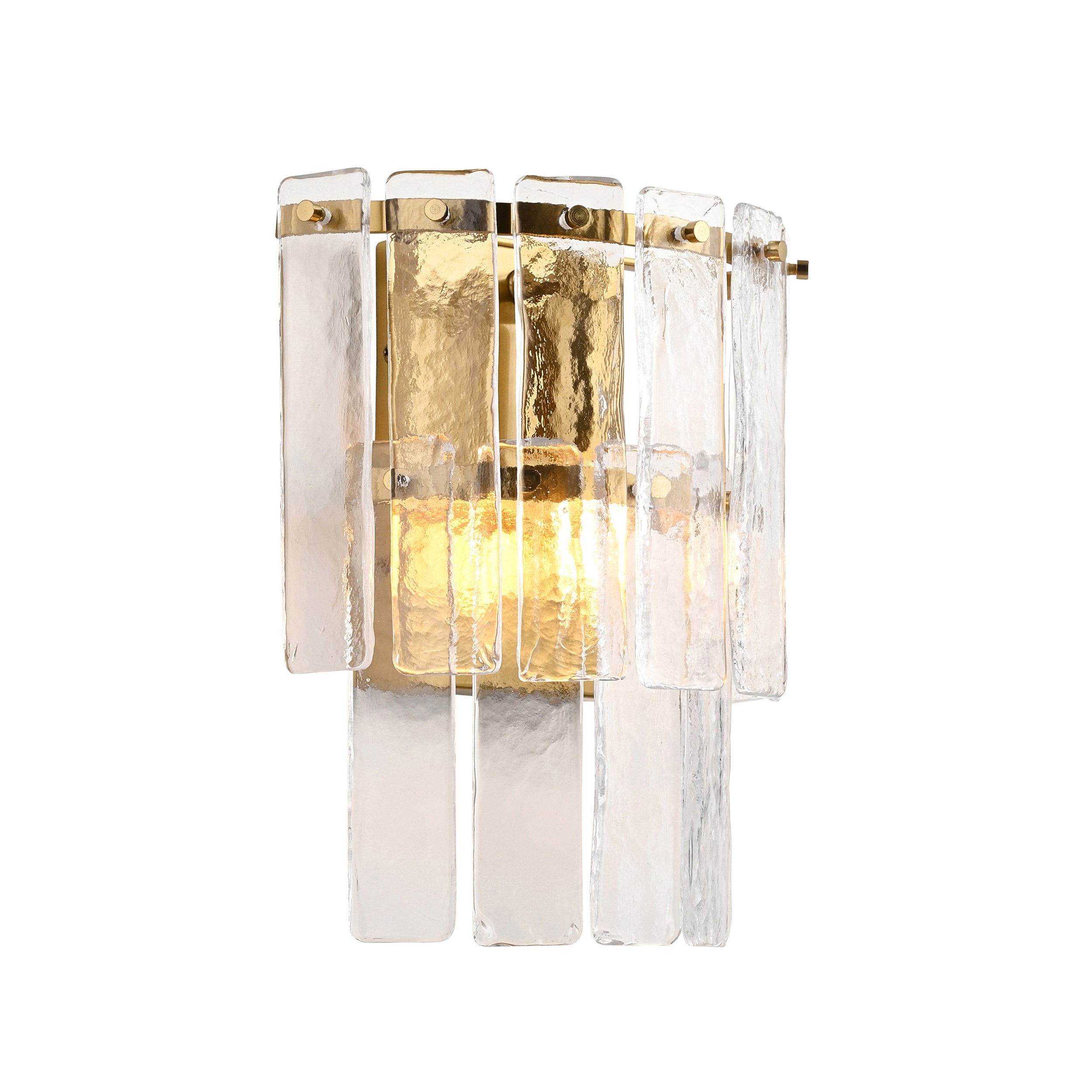 Karine Brass Wall Light - Handmade Glass Panels 118470 by Endon Lighting