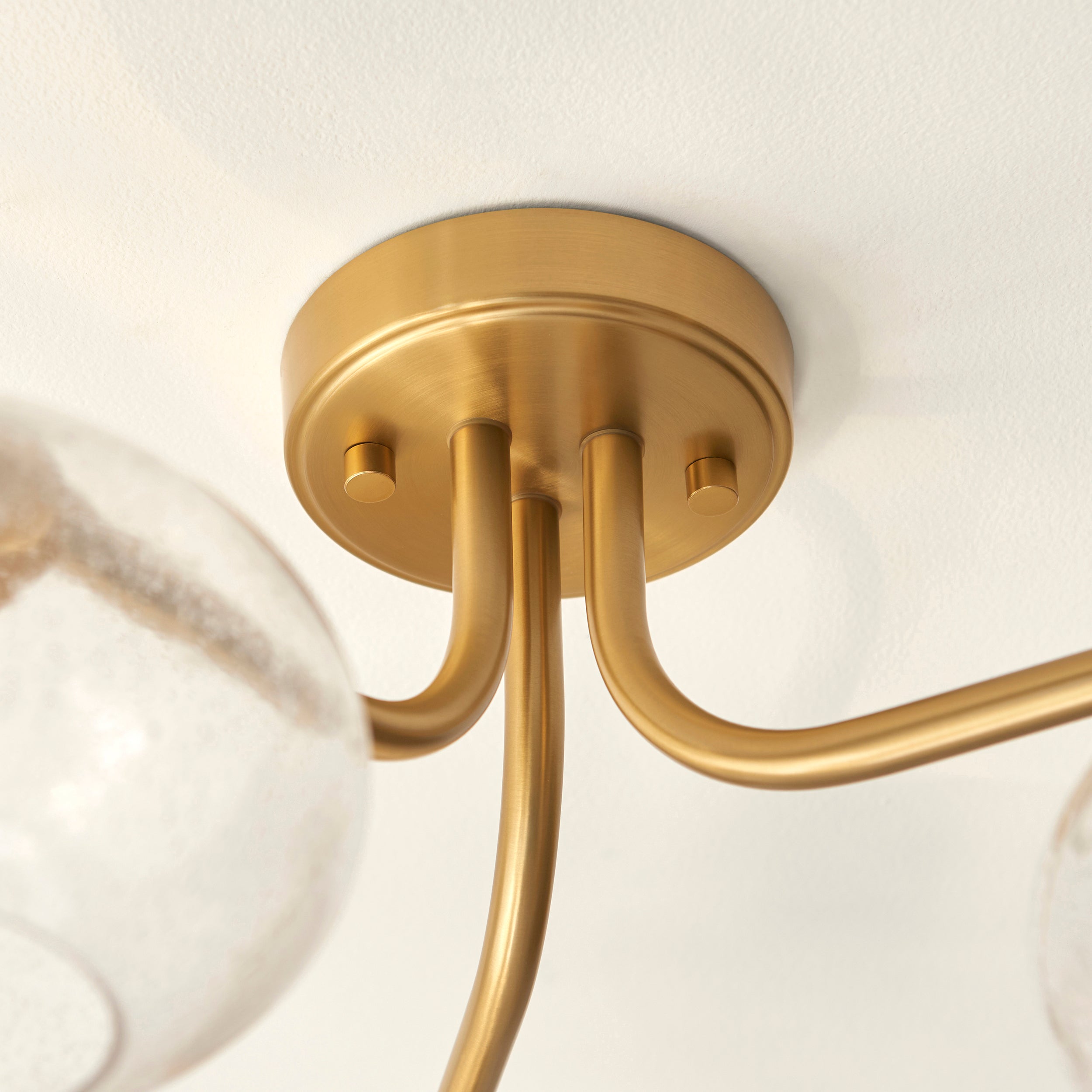 Jacob 3 Light Brass Semi Flush - Bubble Glass Shade