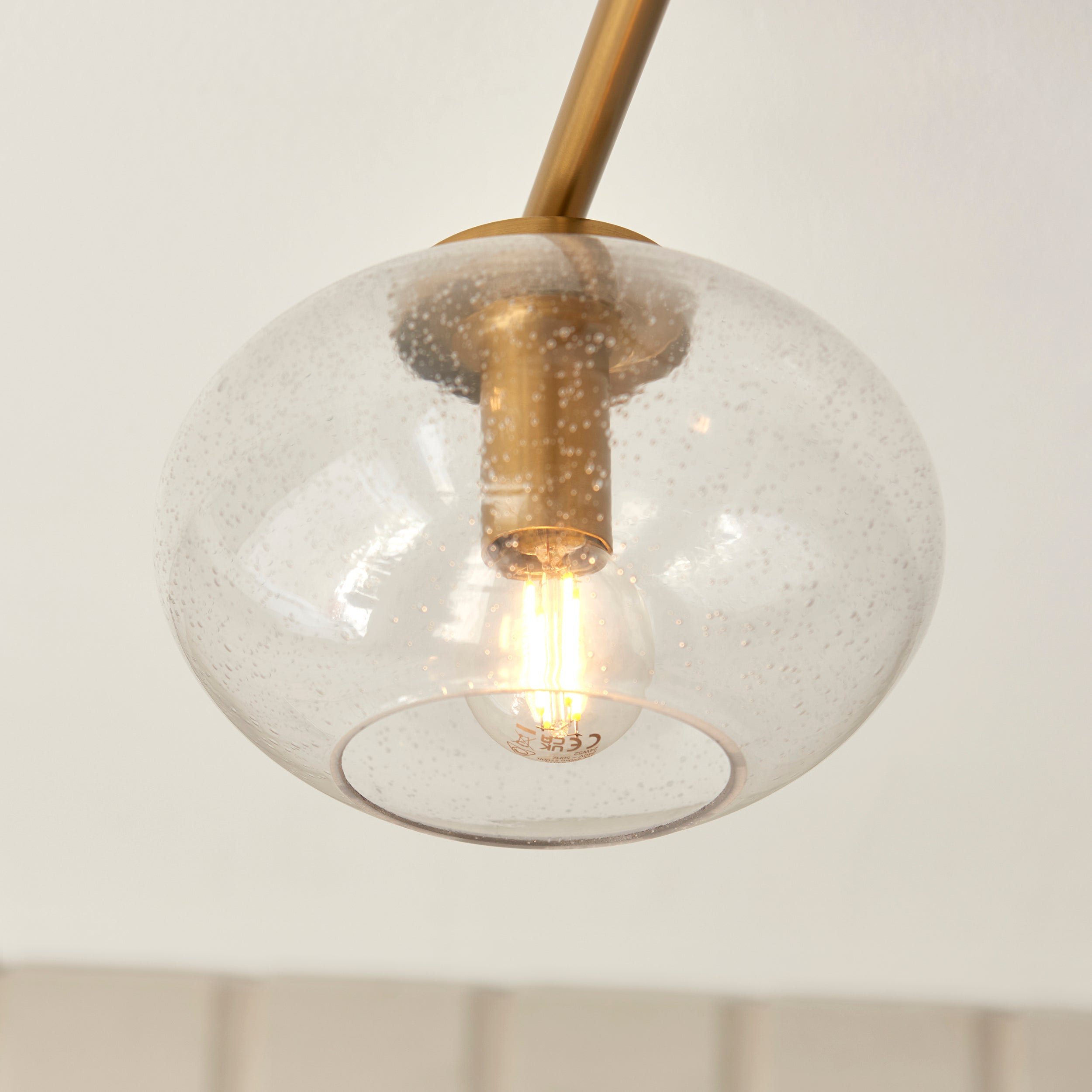 Jacob 3 Light Brass Semi Flush - Bubble Glass Shade