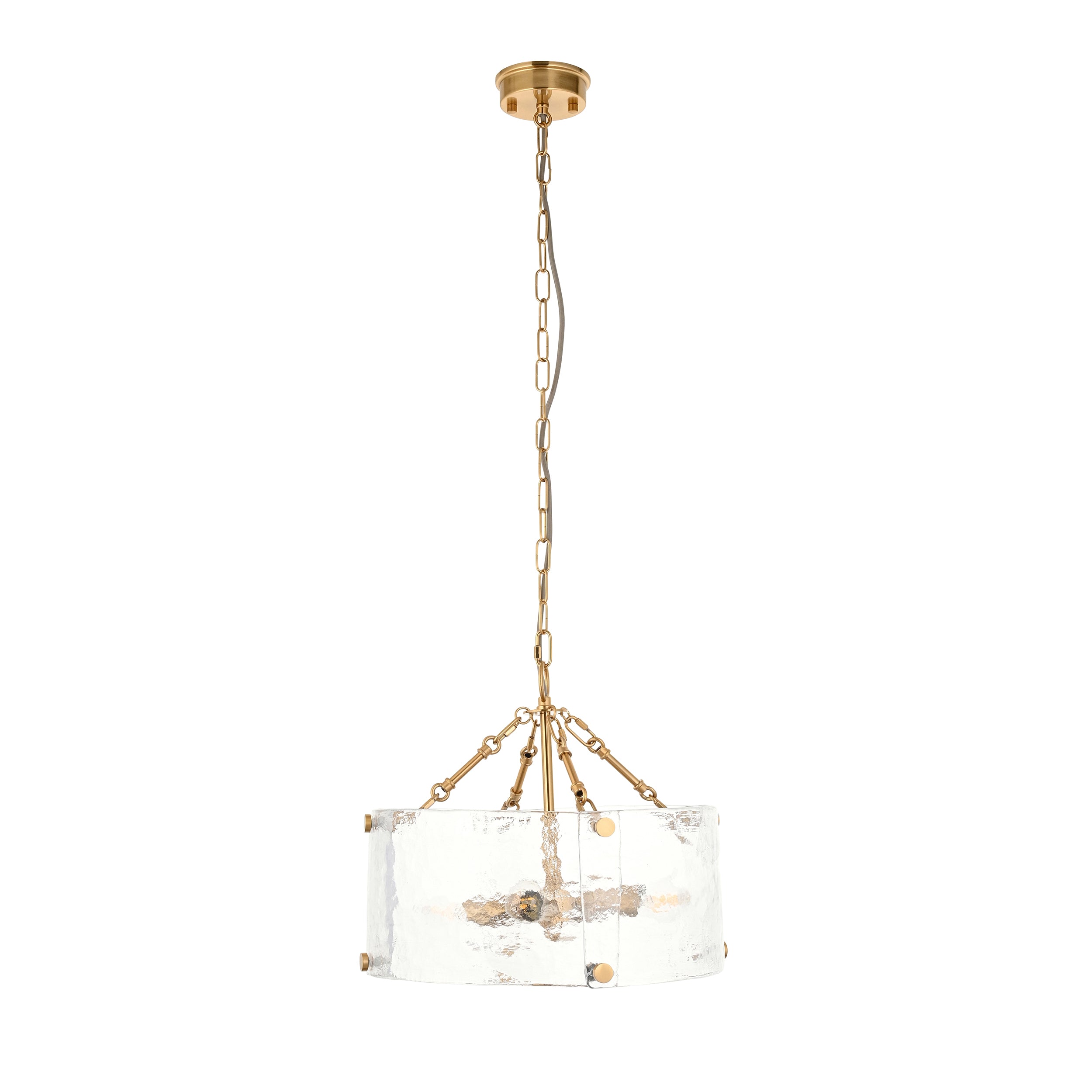 Keller 4 Light Brass Pendant Handmade - Curved Glass Panels