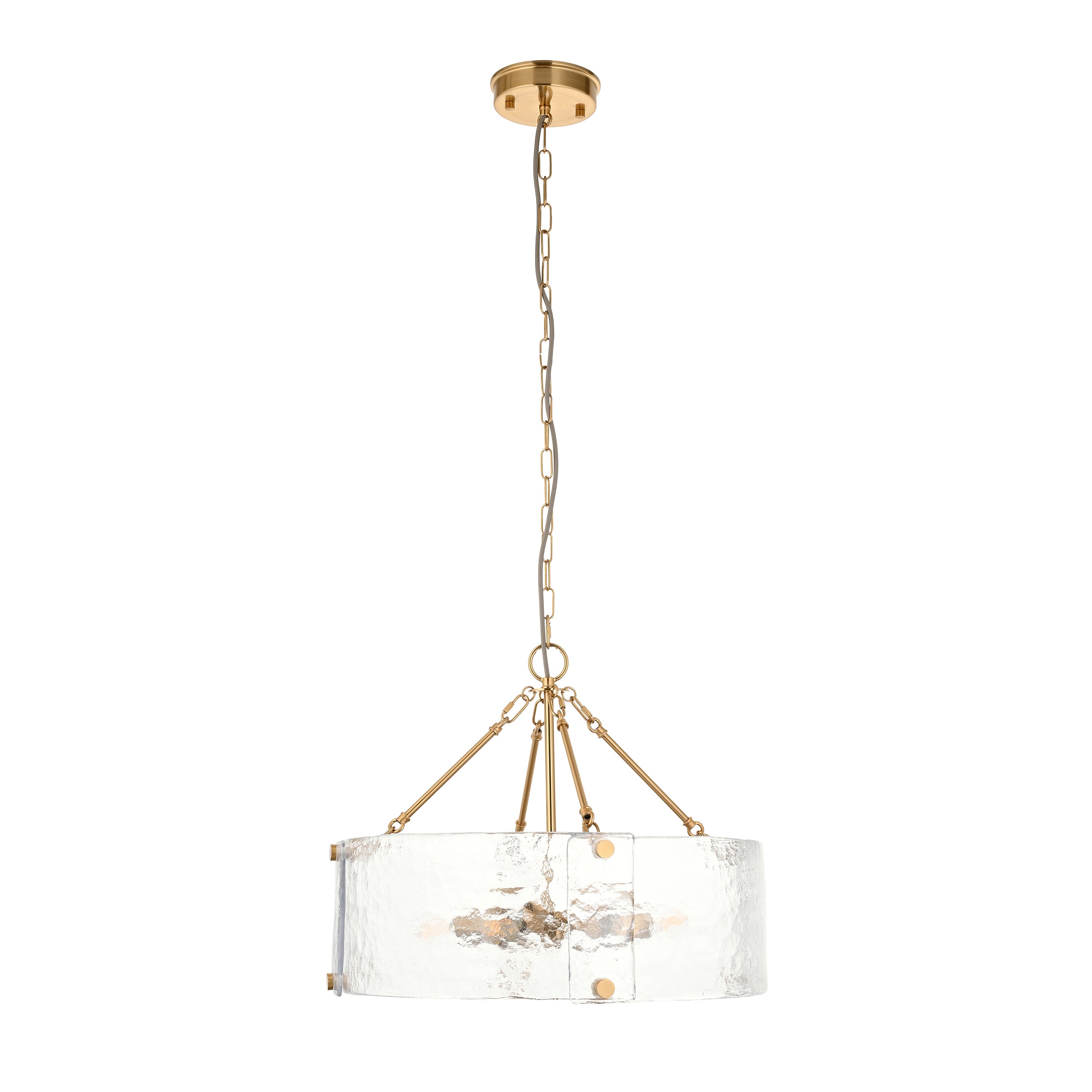 Keller 6 Light Brass Pendant Handmade - Curved Glass Panels