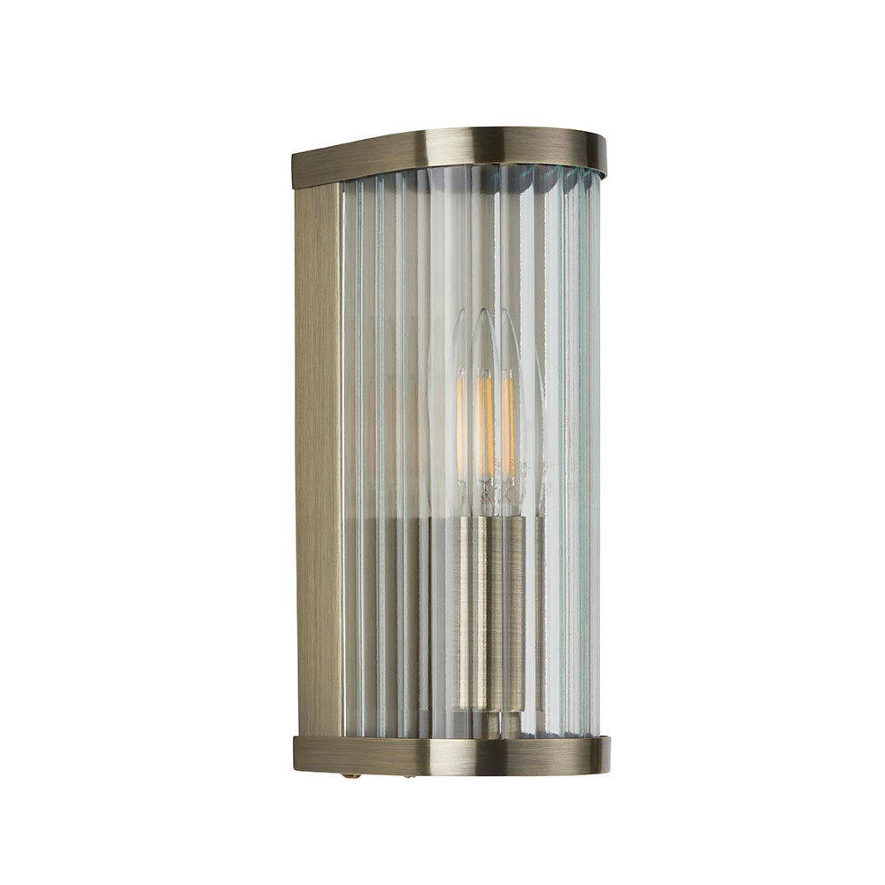 Ridgeton Antique Brass & Ribbed Shade Glass Wall Light-OPEN-BOX-BSL-270826